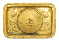 Encrier Empire en bronze doré signé du 19ème siècle, français