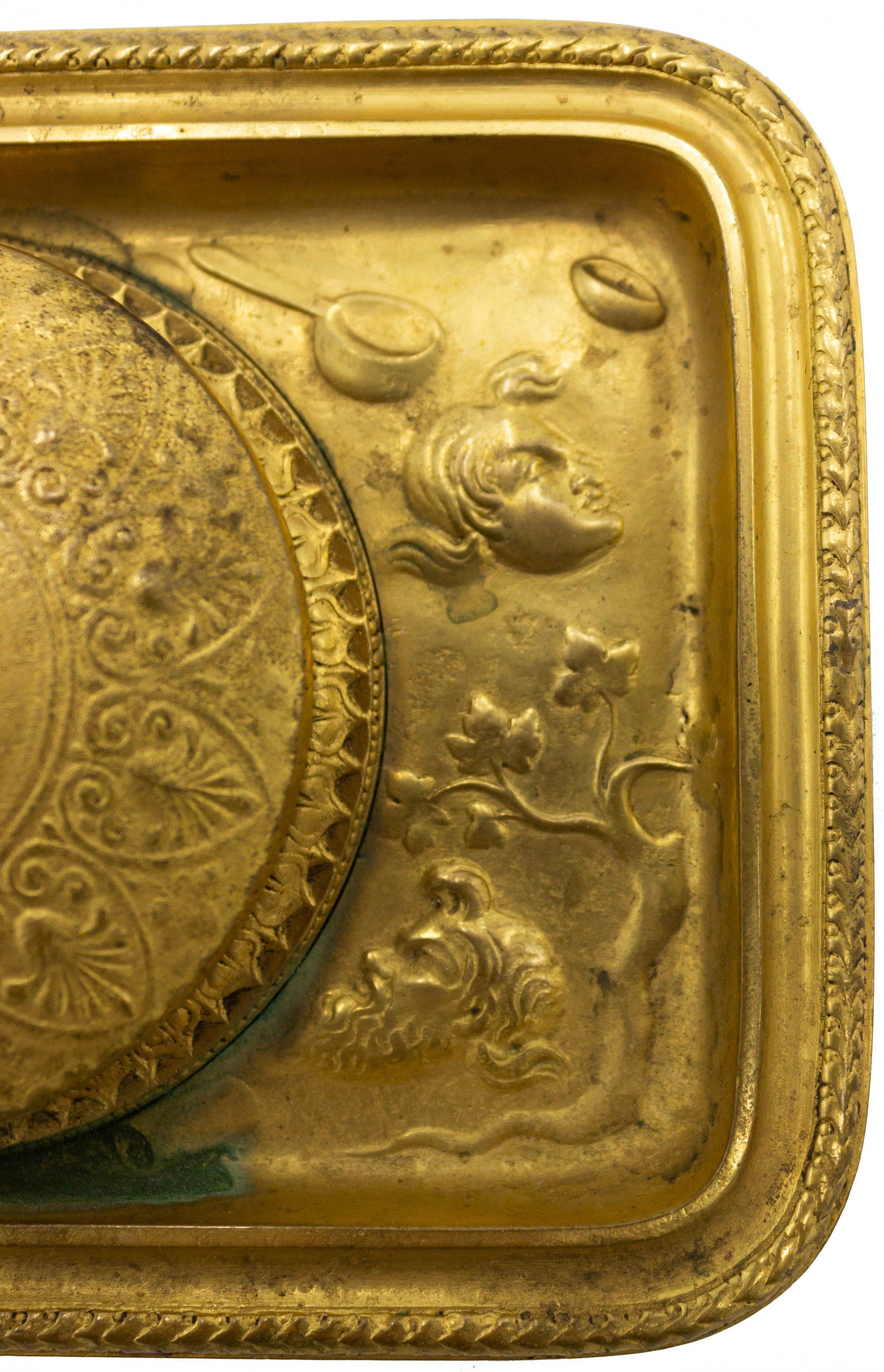 XIXe siècle Encrier Empire en bronze doré signé du 19ème siècle, français en vente