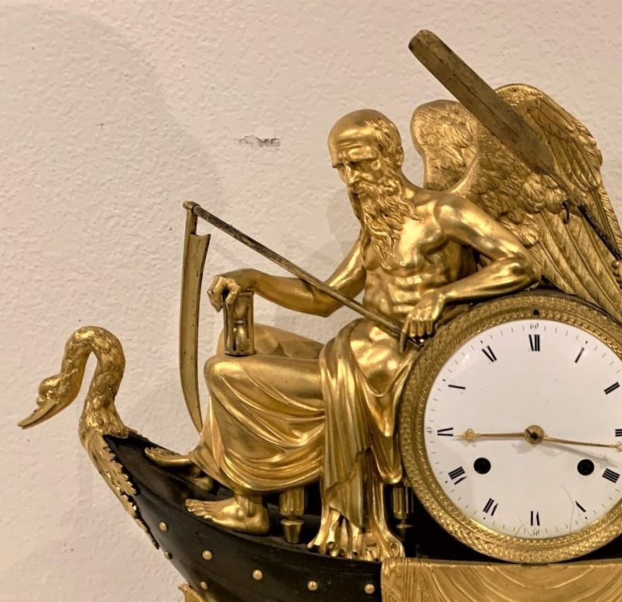 Gilt 19th Century French Empire Bronze Mantel Clock with Father Time