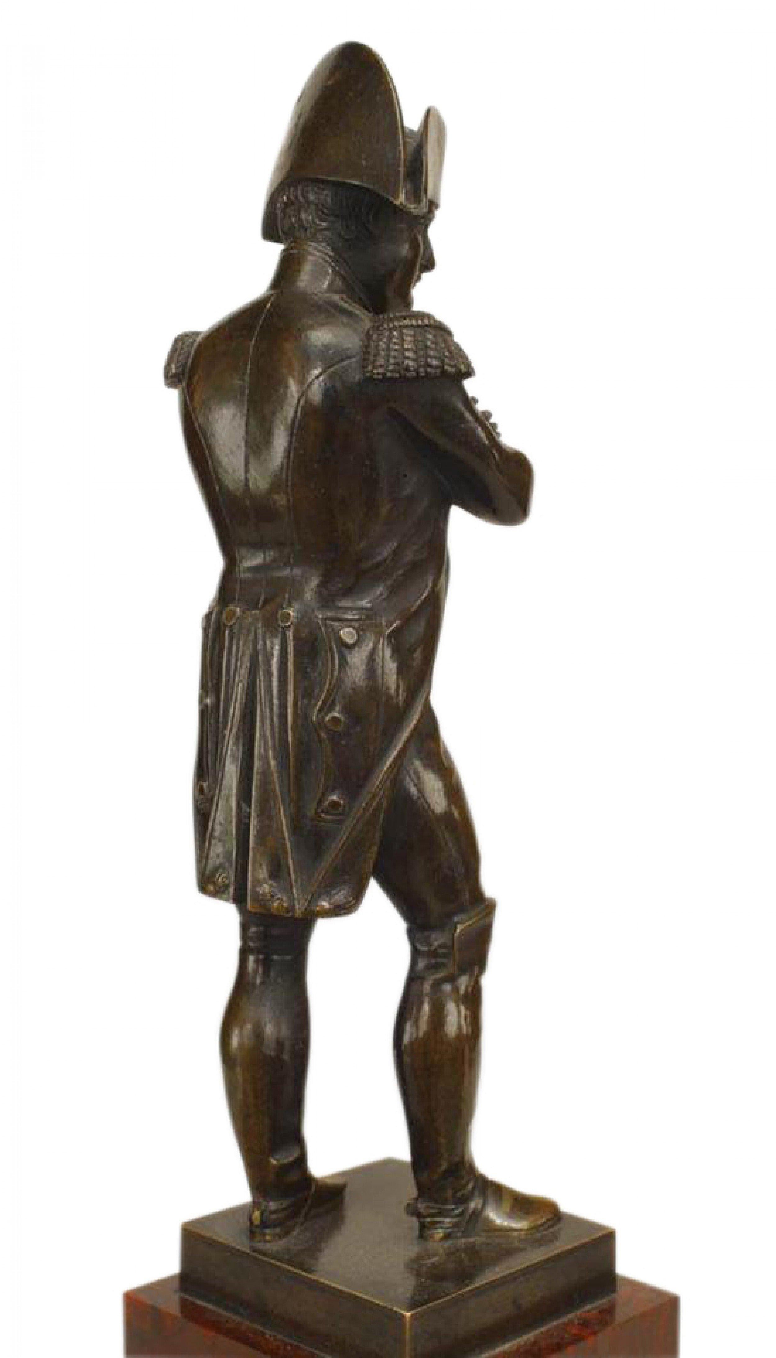 19th Century French Empire Bronze Napoleon Figure on a Marble Pedestal In Good Condition For Sale In New York, NY