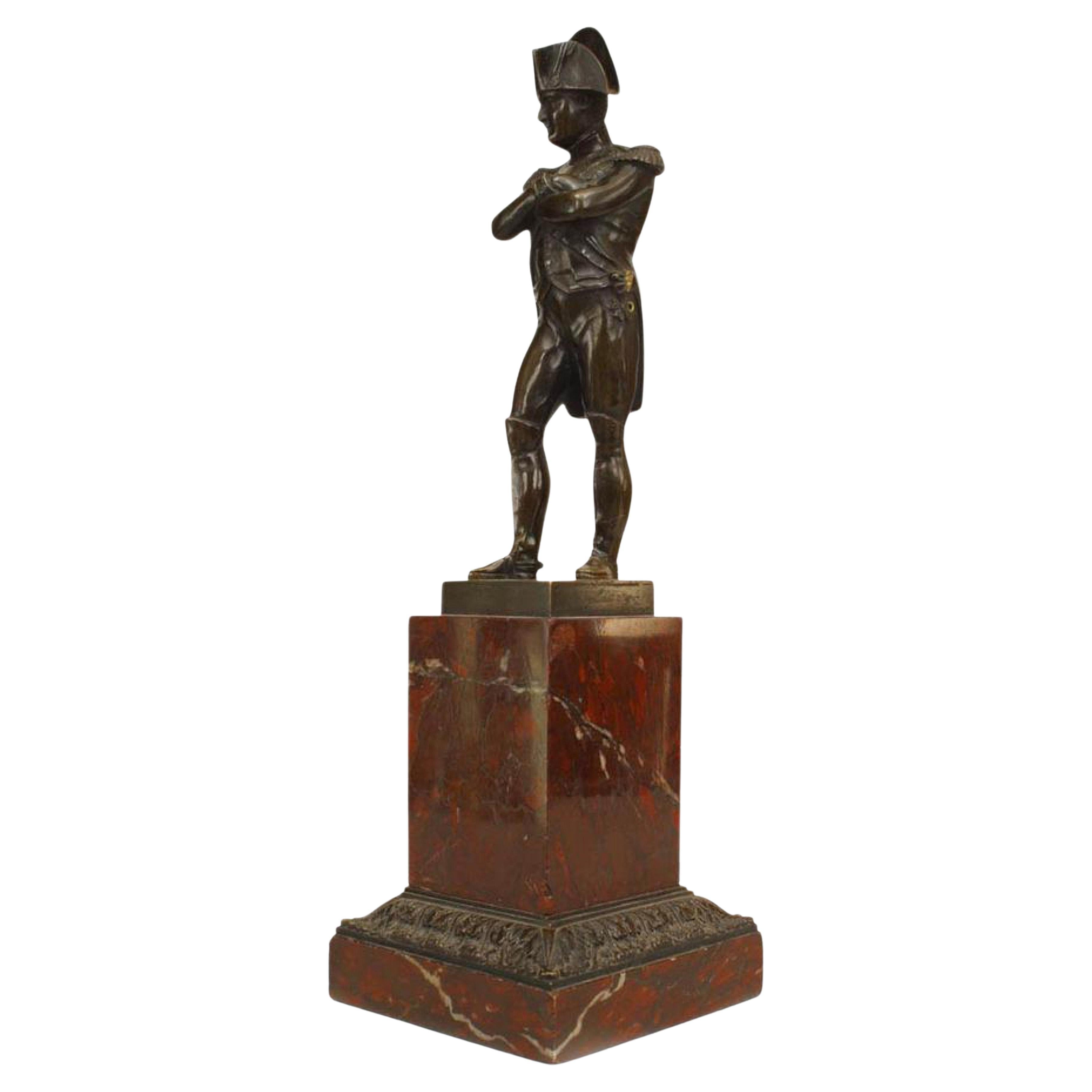 19th Century French Empire Bronze Napoleon Figure on a Marble Pedestal For Sale