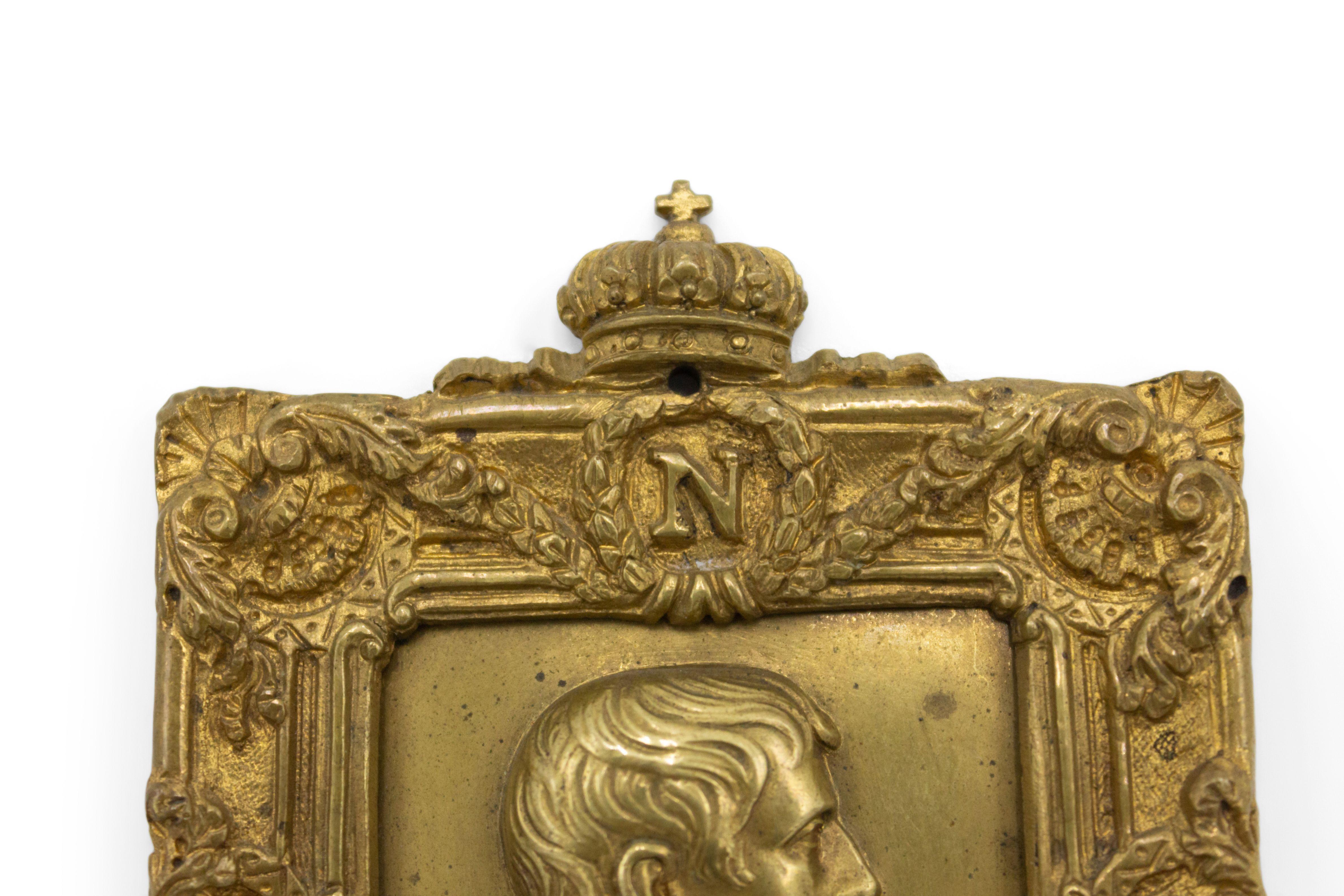 19th Century French Empire Bronze Napoleon Plaque For Sale 1