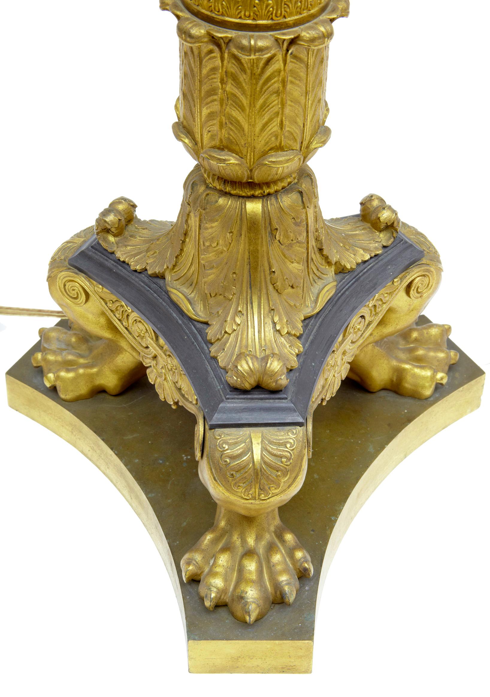 Swedish 19th Century French Empire Bronze Ormolu Table Lamp