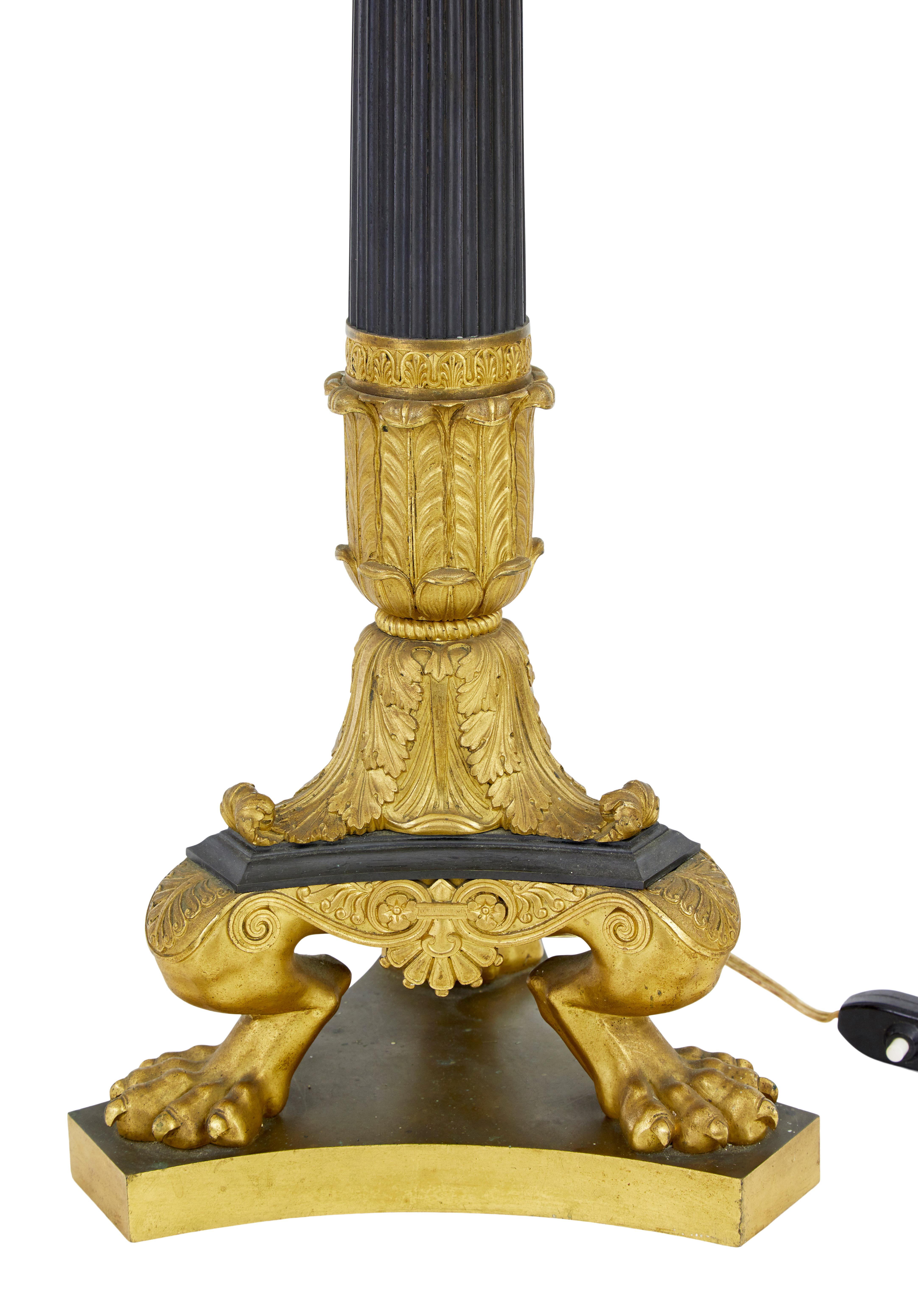 Empire 19th century French empire bronze ormolu table lamp For Sale