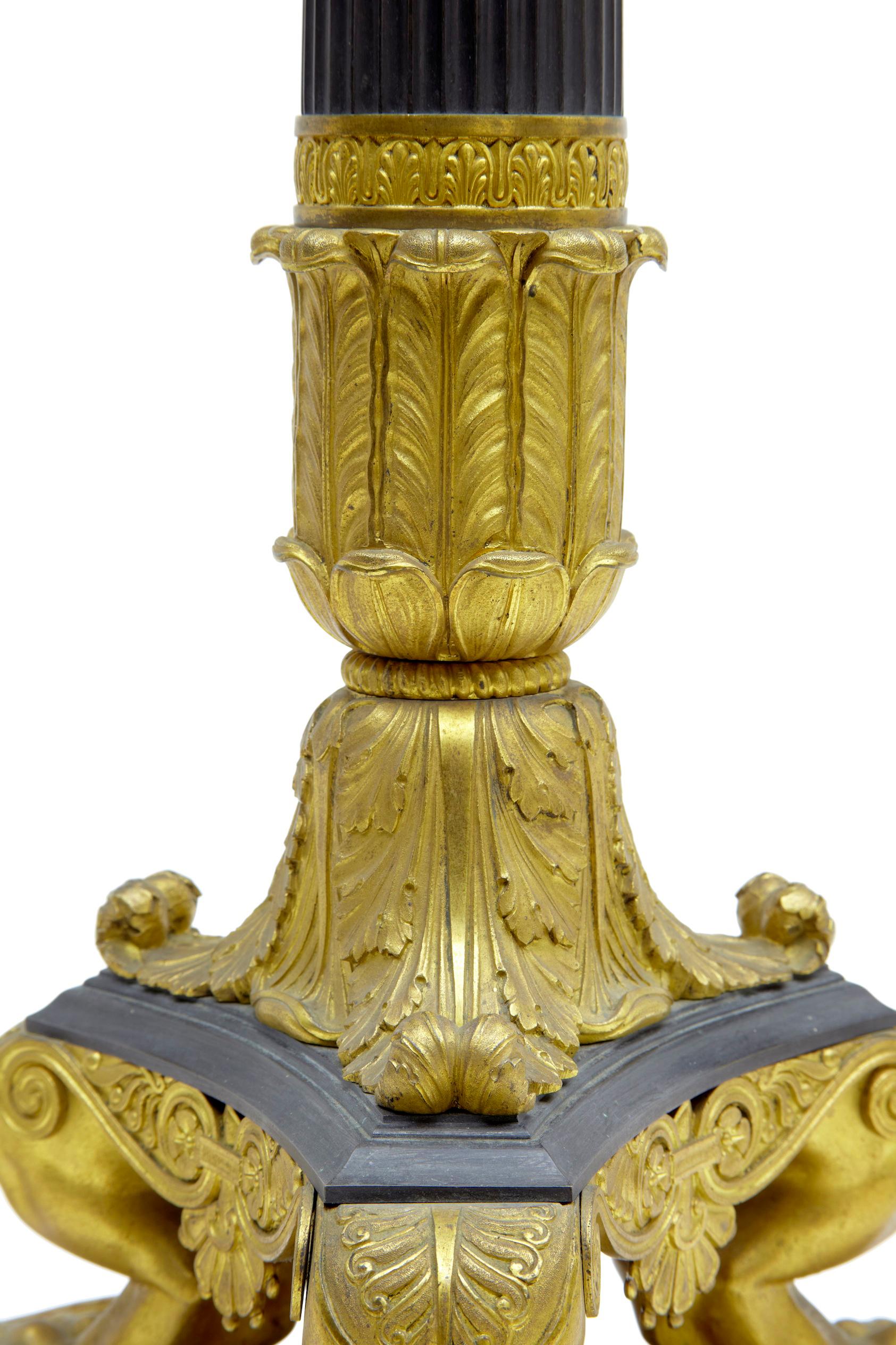 Cast 19th Century French Empire Bronze Ormolu Table Lamp