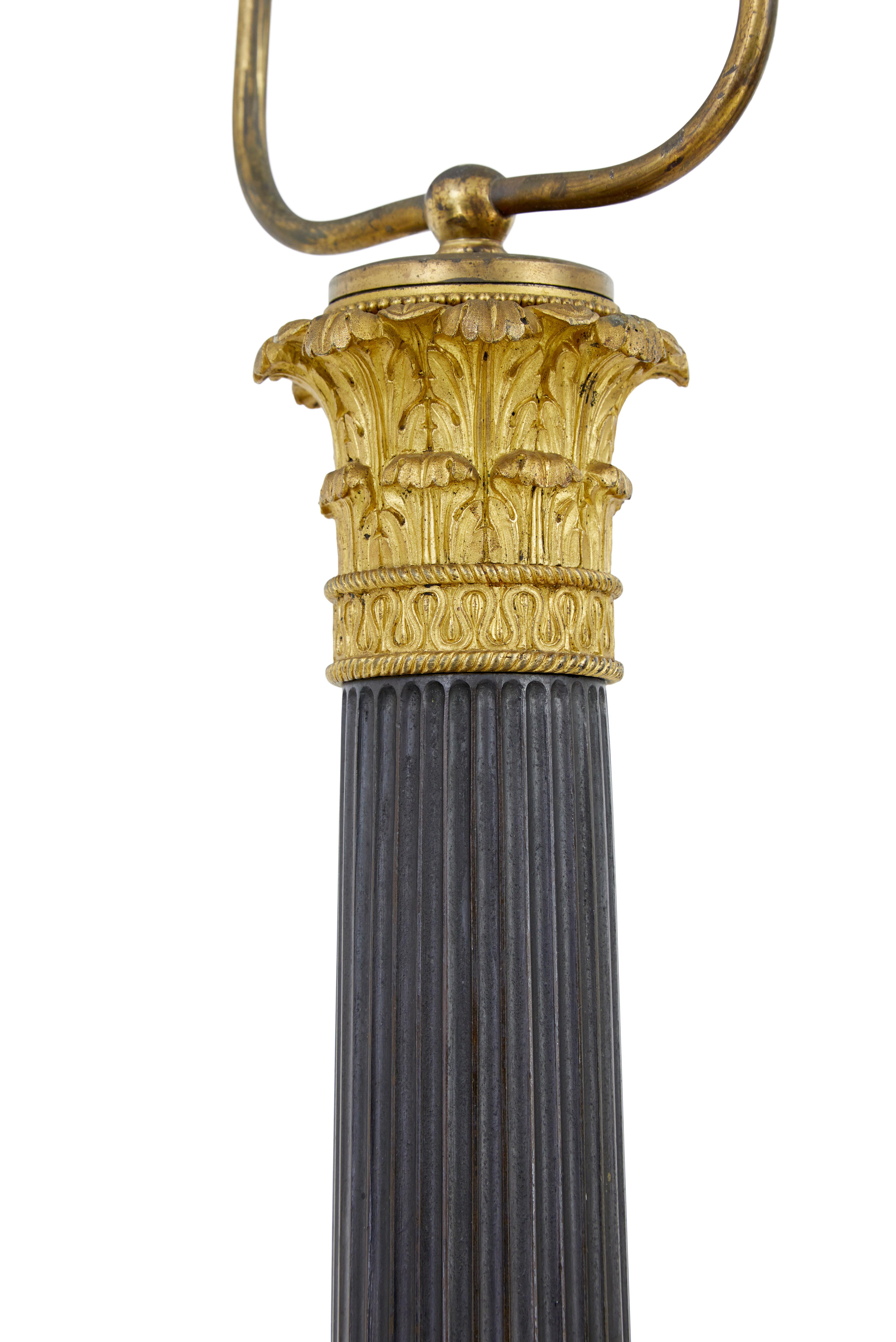 19th century French empire bronze ormolu table lamp In Fair Condition For Sale In Debenham, Suffolk