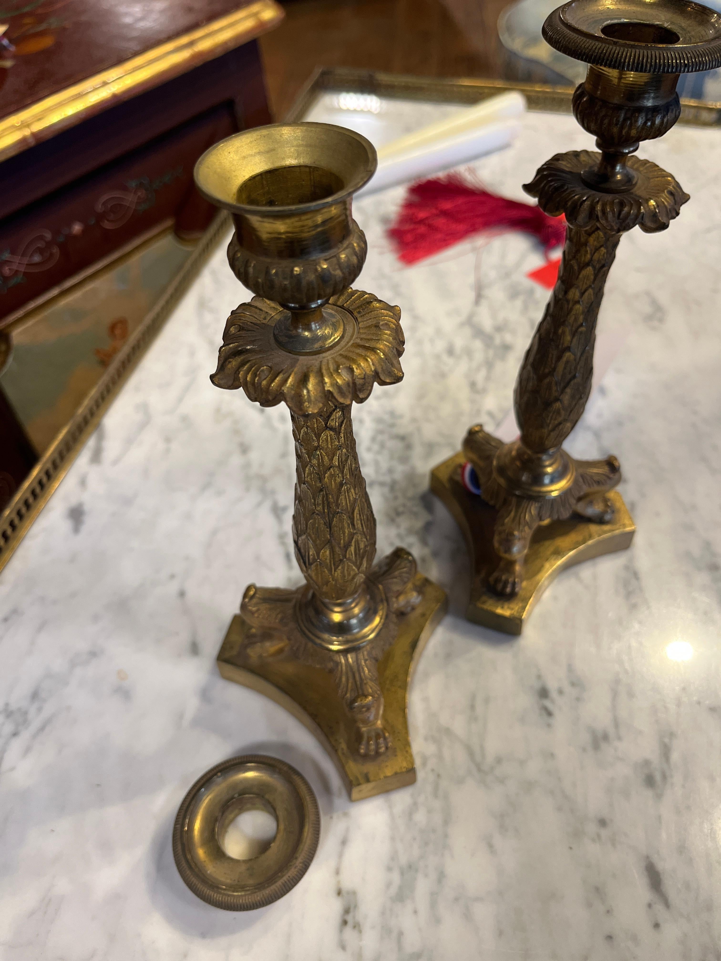 19th Century French Empire Candlesticks For Sale 1