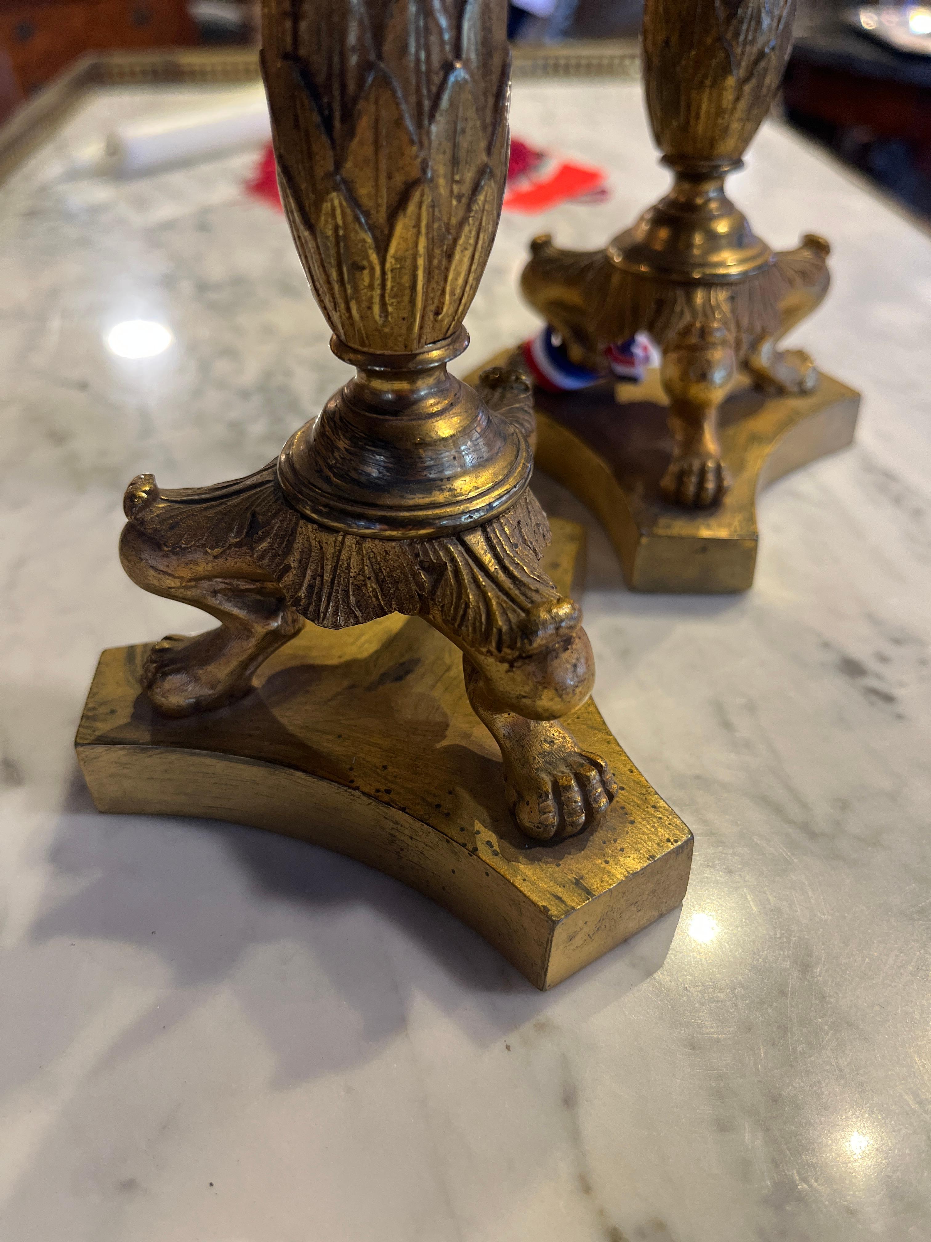19th Century French Empire Candlesticks For Sale 2