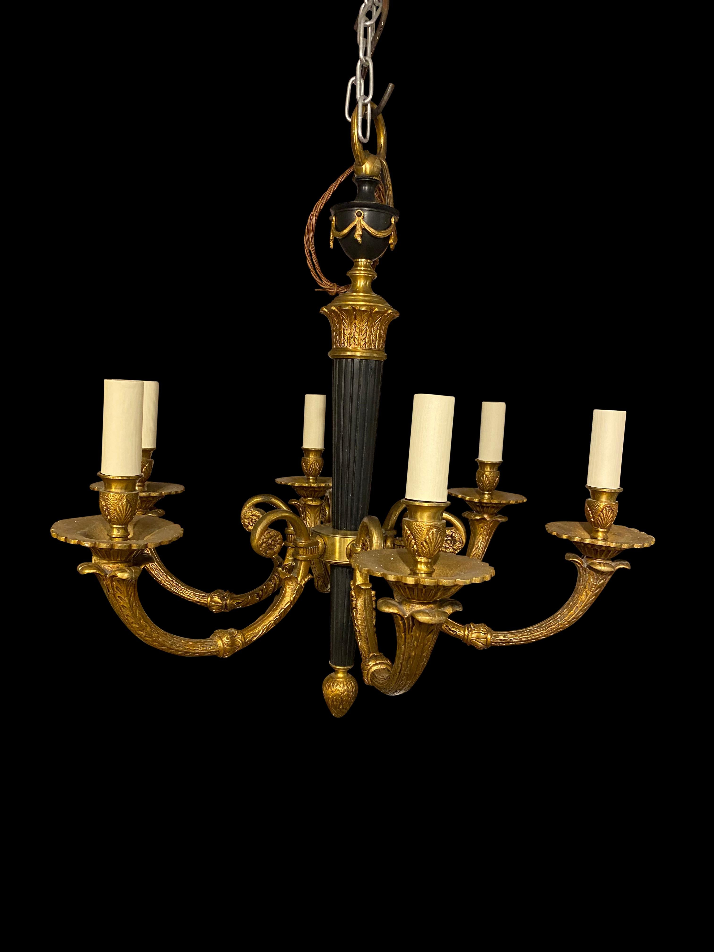 Bronze 19th Century French Empire Chandelier For Sale
