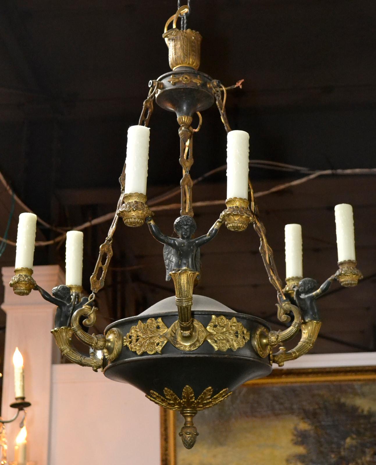 19th Century French Empire Chandelier In Good Condition In Dallas, TX