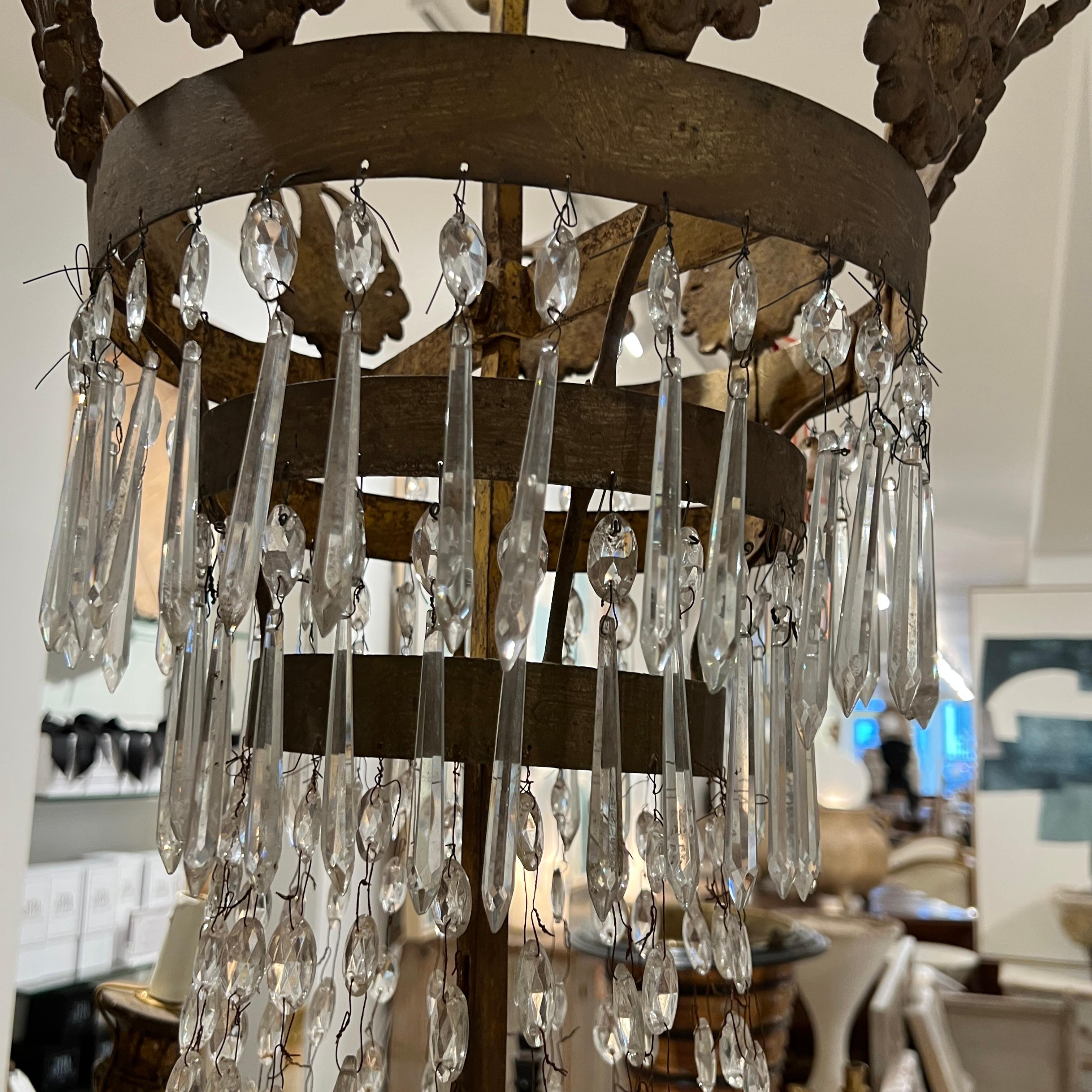 Dorato Lampadario Impero francese del XIX secolo in vendita