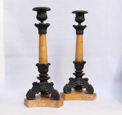 19th Century French Empire Charles X Pair of Candlesticks