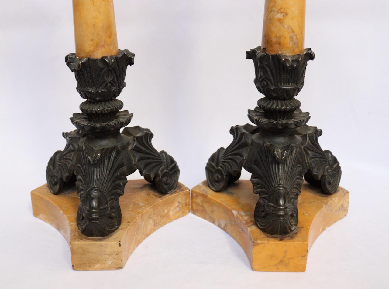 19th Century French Empire Charles X Pair of Candlesticks 1