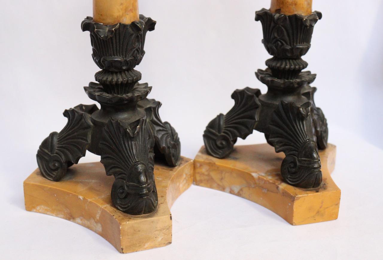 19th Century French Empire Charles X Pair of Candlesticks 2