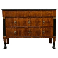 19th Century French Empire Chest of Drawers with Marble Top and Paw Feet