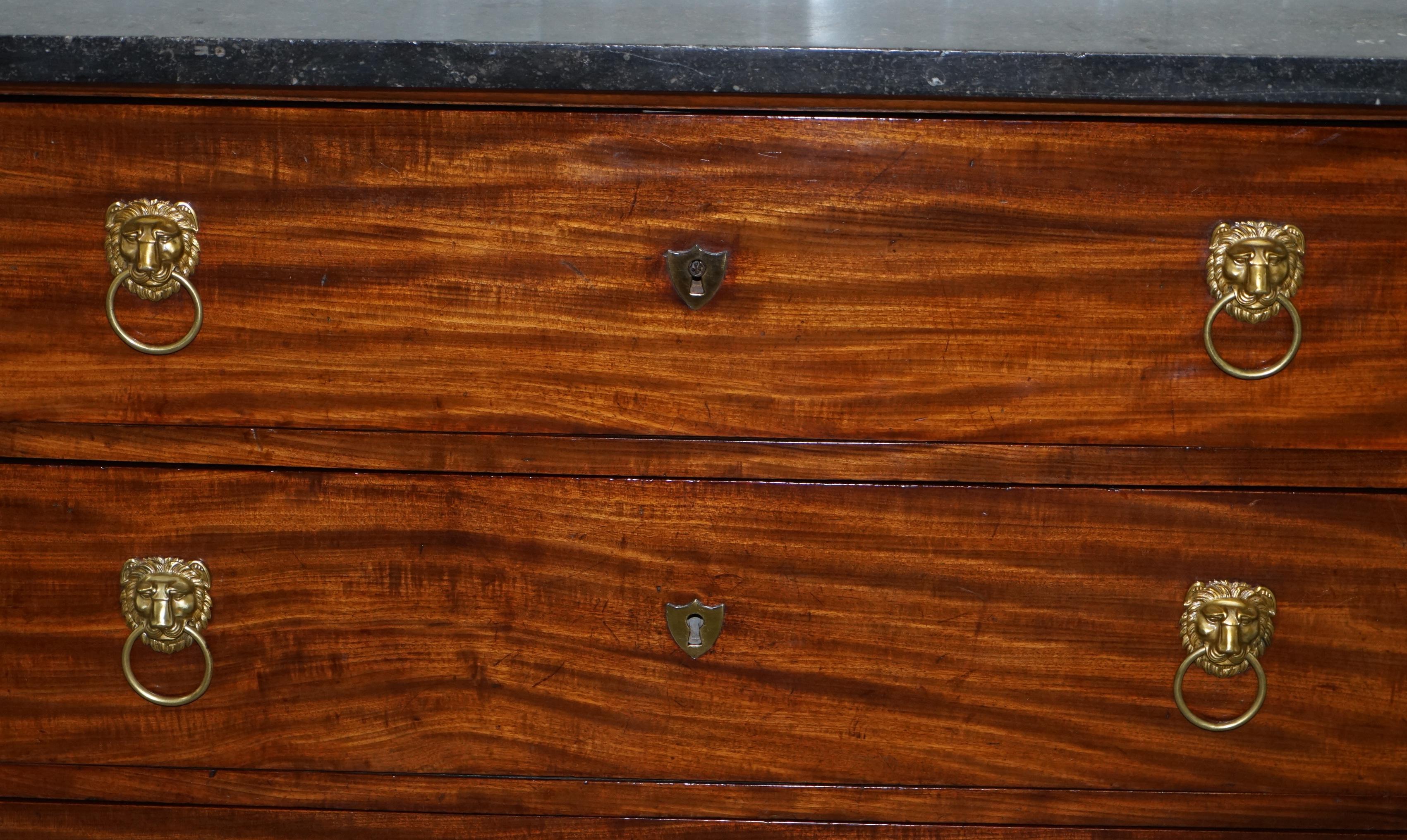 19th Century French Empire Chest of Marble Topped Drawers Lion Hairy Paw Feet For Sale 4