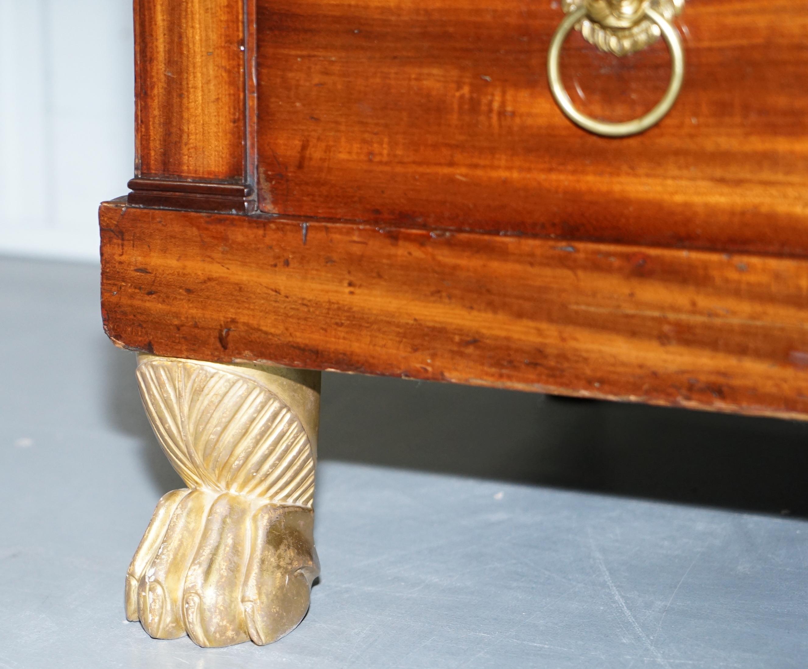 19th Century French Empire Chest of Marble Topped Drawers Lion Hairy Paw Feet For Sale 5