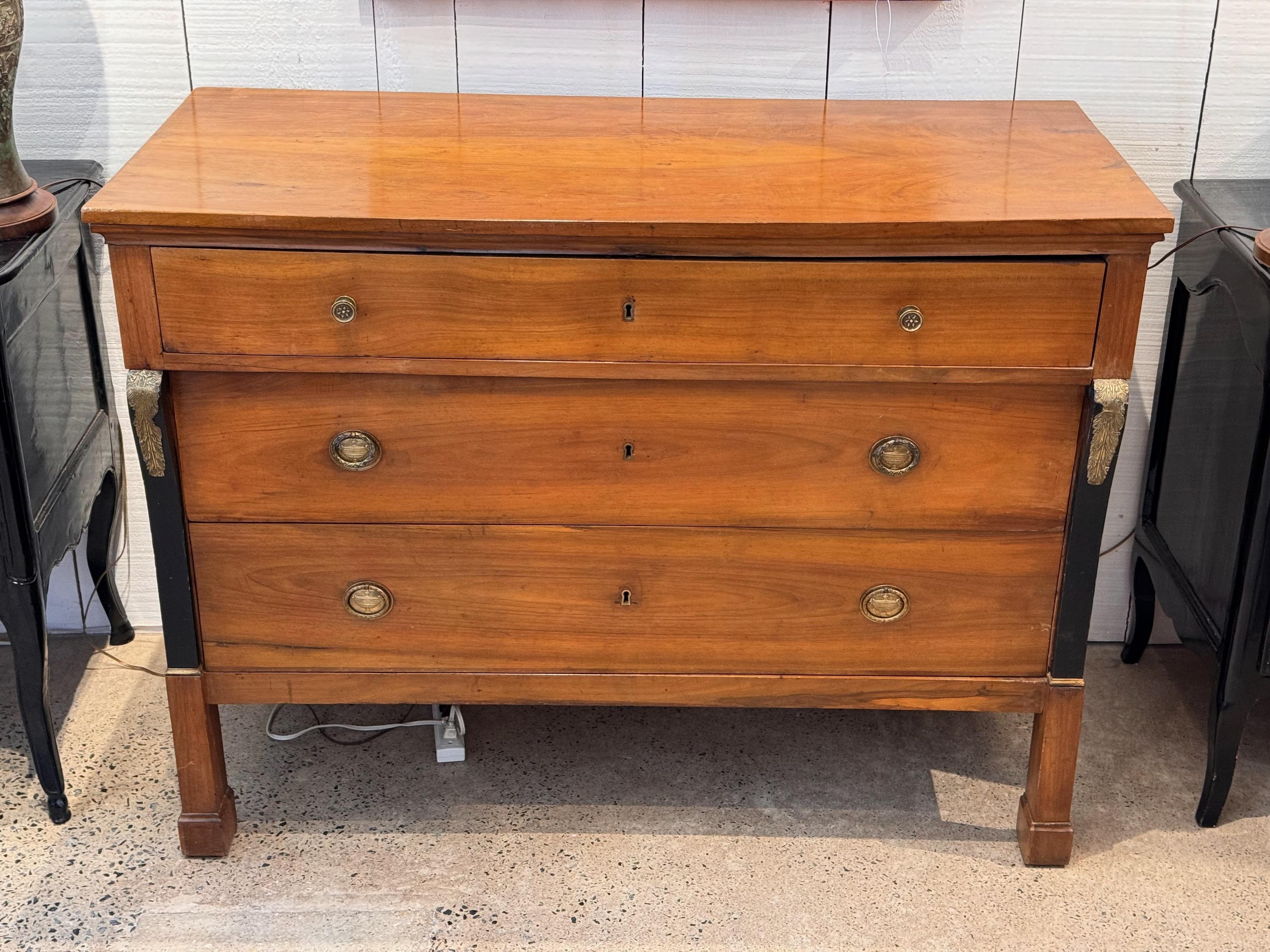 19th Century French Empire Chest With Black Columns In Good Condition For Sale In Charlottesville, VA