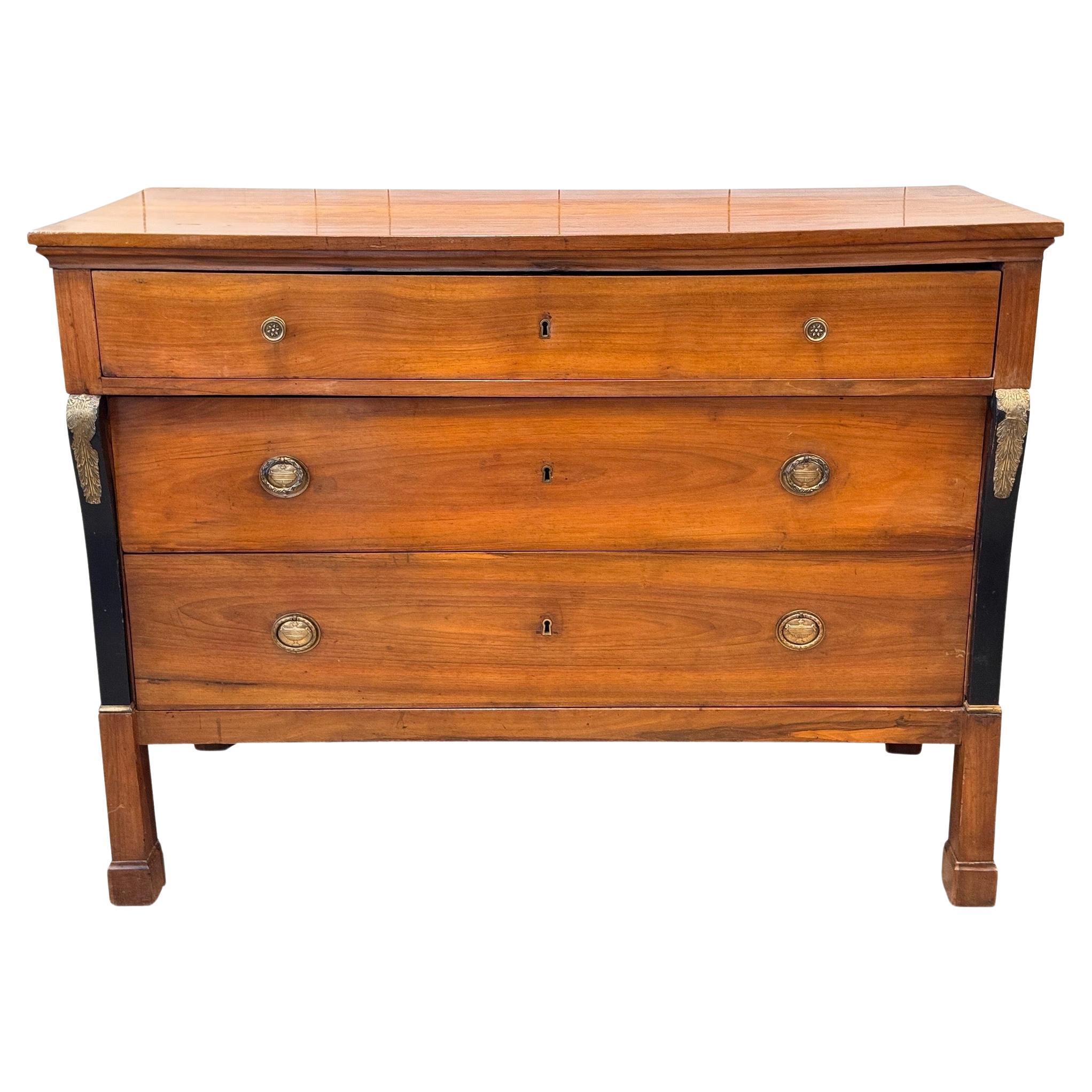 19th Century French Empire Chest With Black Columns For Sale