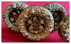 19th Century French Empire Classical Gilt Brass Curtain Drapery Tie Backs