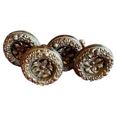 19th Century French Empire Classical Gilt Brass Curtain Drapery Tie Backs