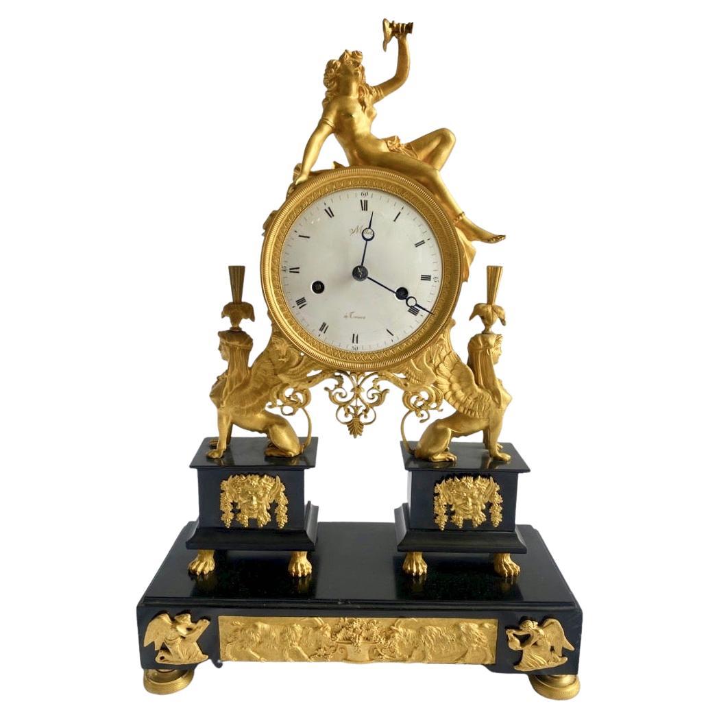 19th Century French Empire Clock For Sale