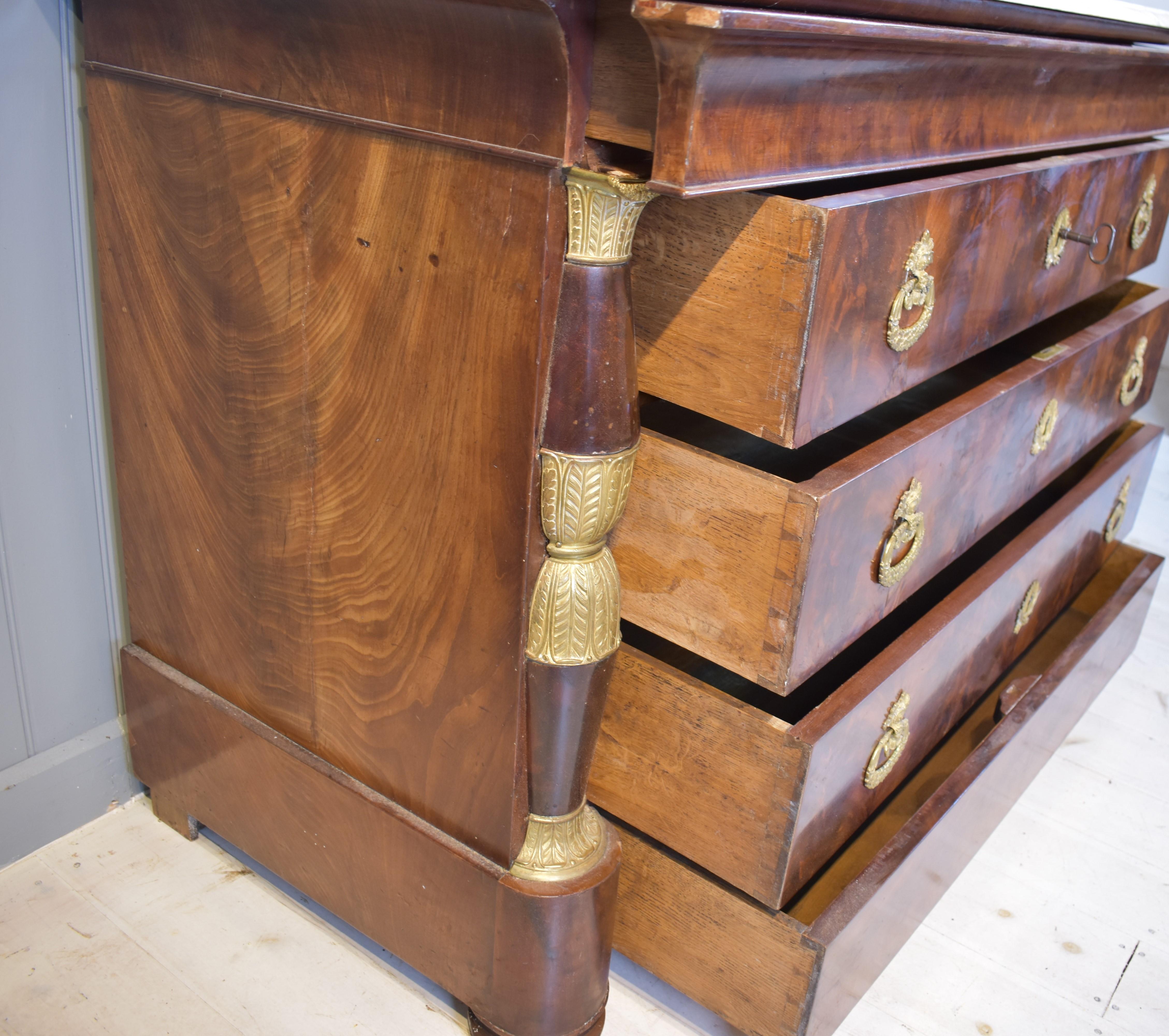 Mid-19th Century 19th century French Empire Commode chest of drawers For Sale