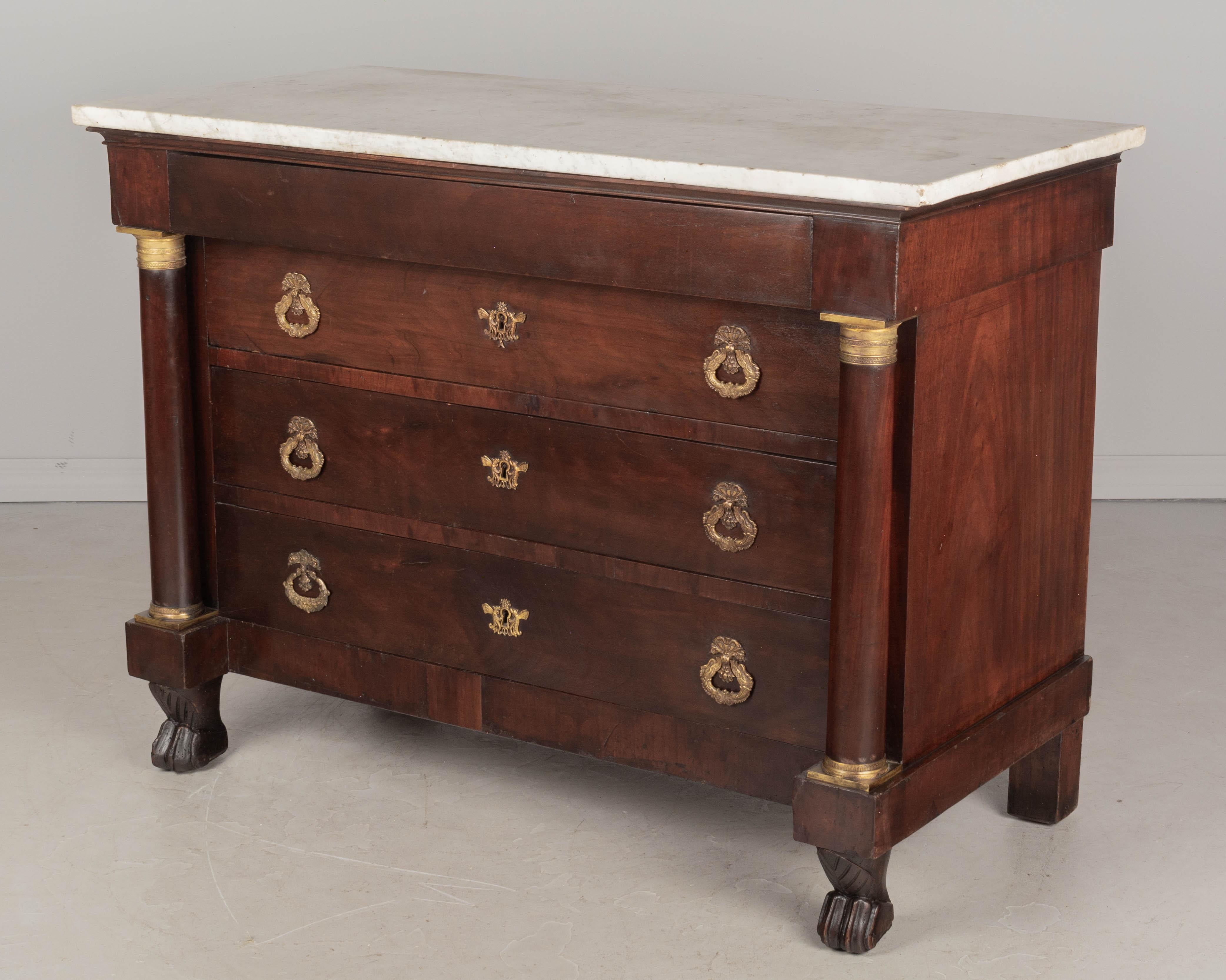 Hand-Crafted 19th Century French Empire Commode or Chest of Drawers For Sale