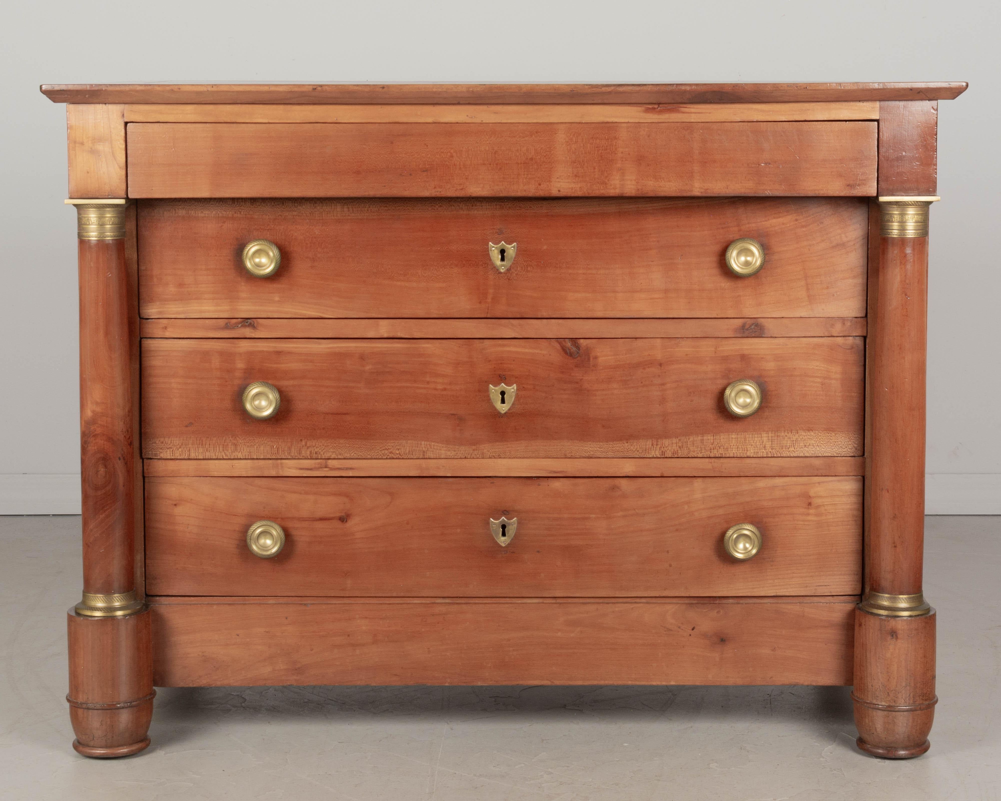 Brass 19th Century French Empire Commode or Chest of Drawers For Sale