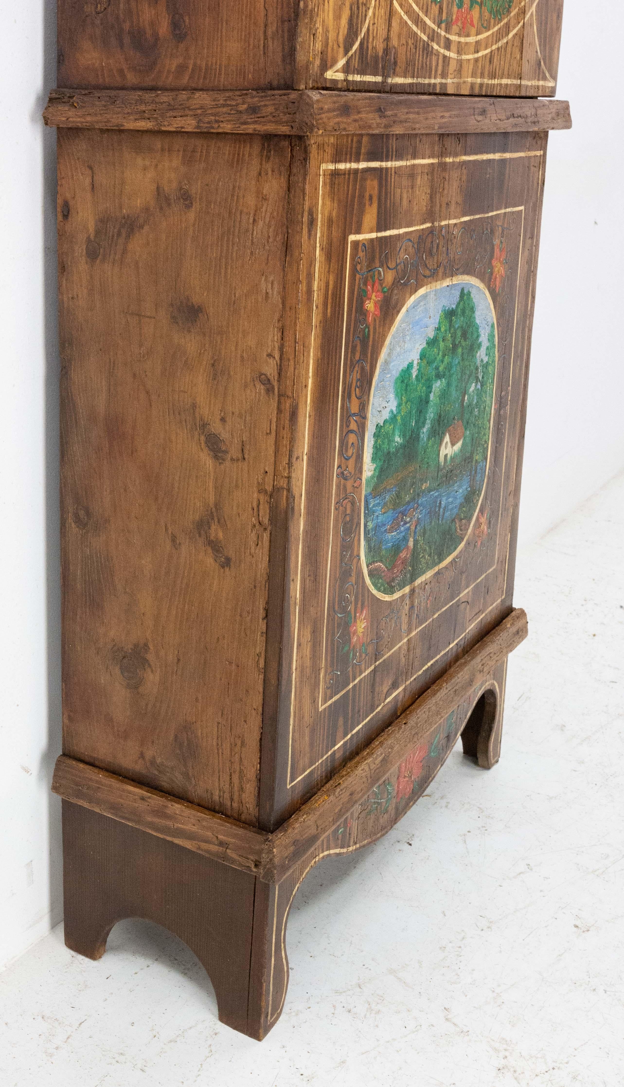 19th Century French Empire Comtoise or Grandfather Clock with Hunting Scene In Good Condition In Labrit, Landes