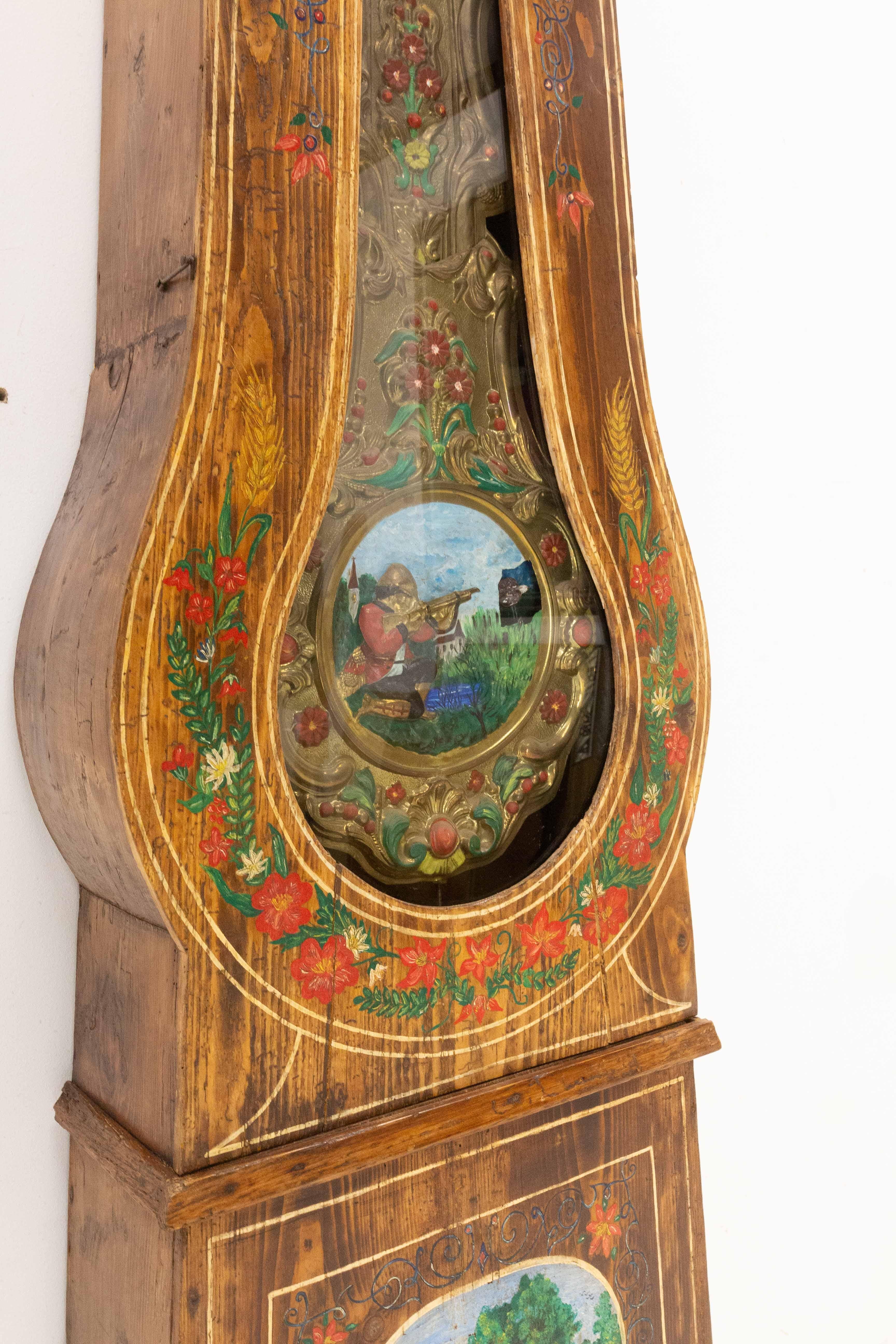 19th Century French Empire Comtoise or Grandfather Clock with Hunting Scene 1