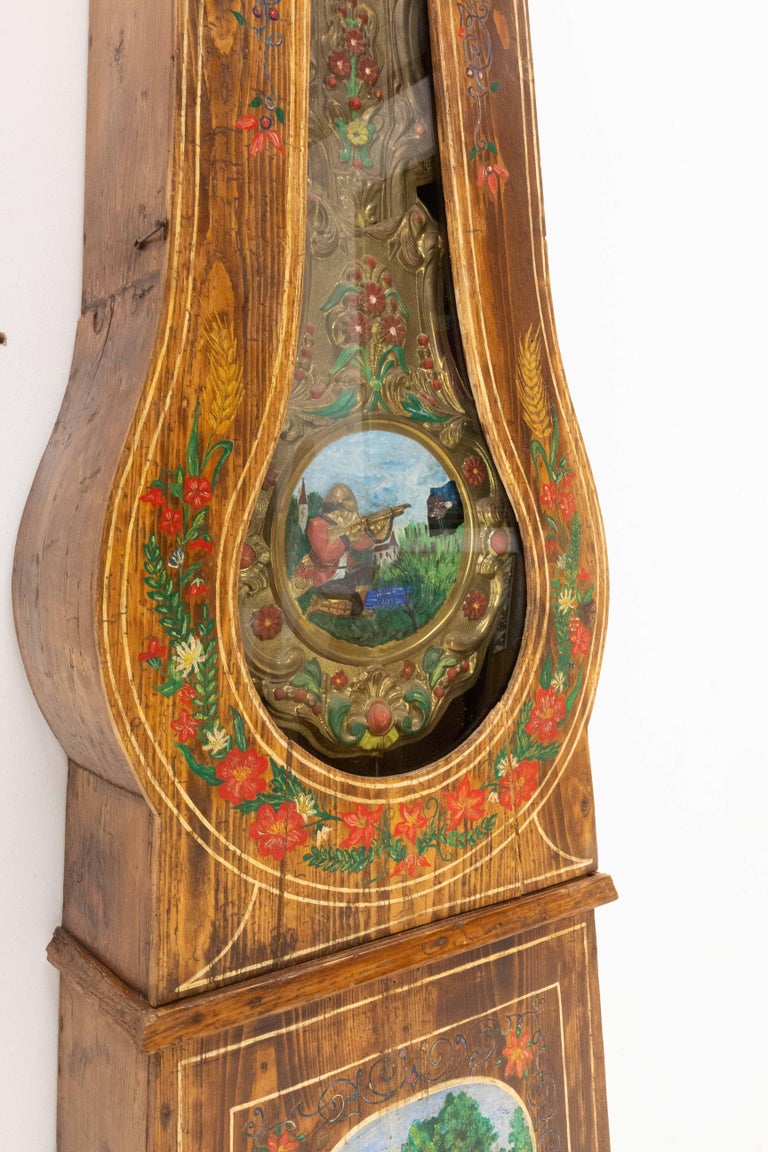 19th Century French Empire Comtoise or Grandfather Clock with Hunting Scene For Sale 1