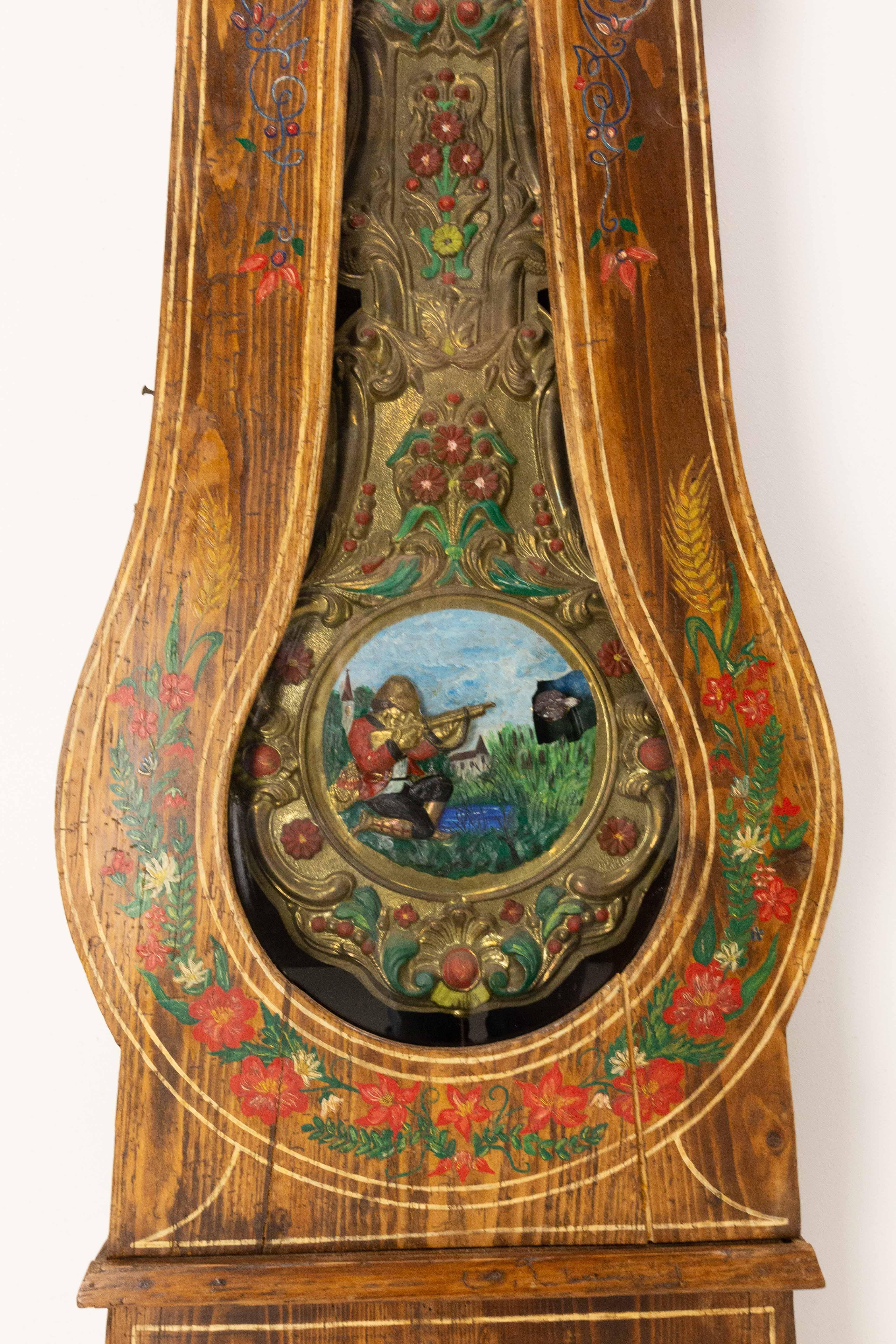 19th Century French Empire Comtoise or Grandfather Clock with Hunting Scene 2