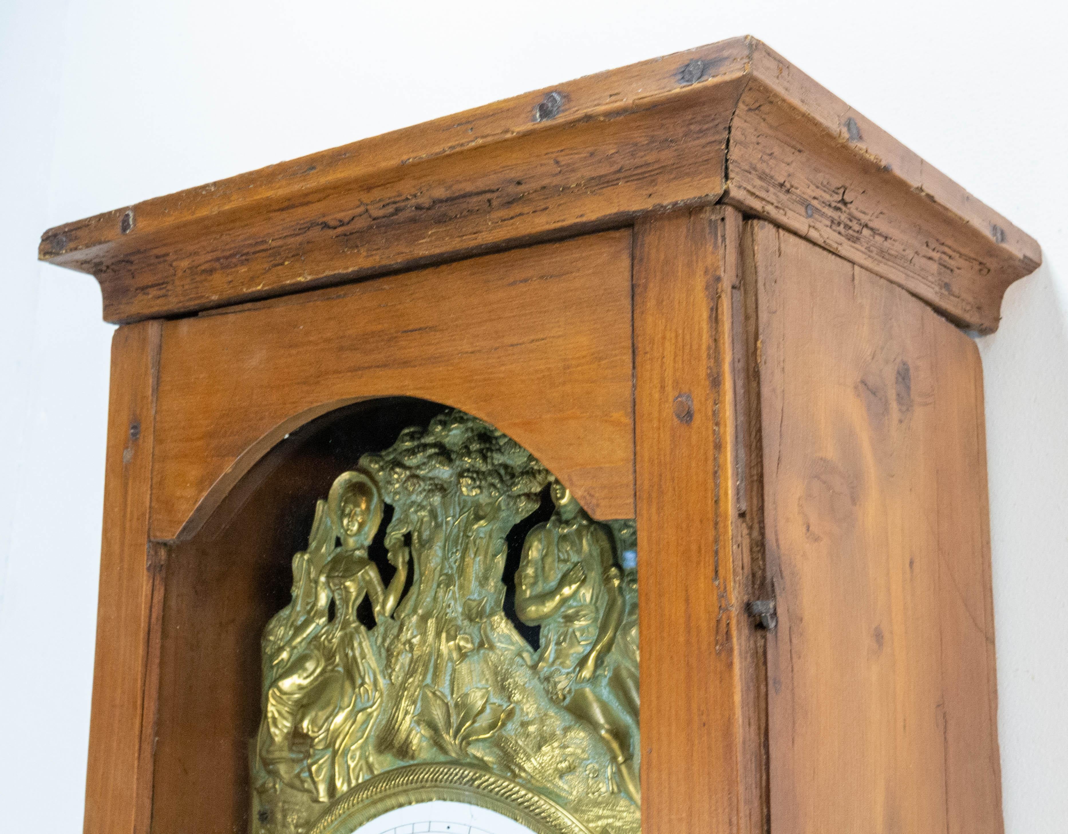 19th Century French Empire Comtoise or Grandfather Clock with Romantic Scene In Good Condition In Labrit, Landes