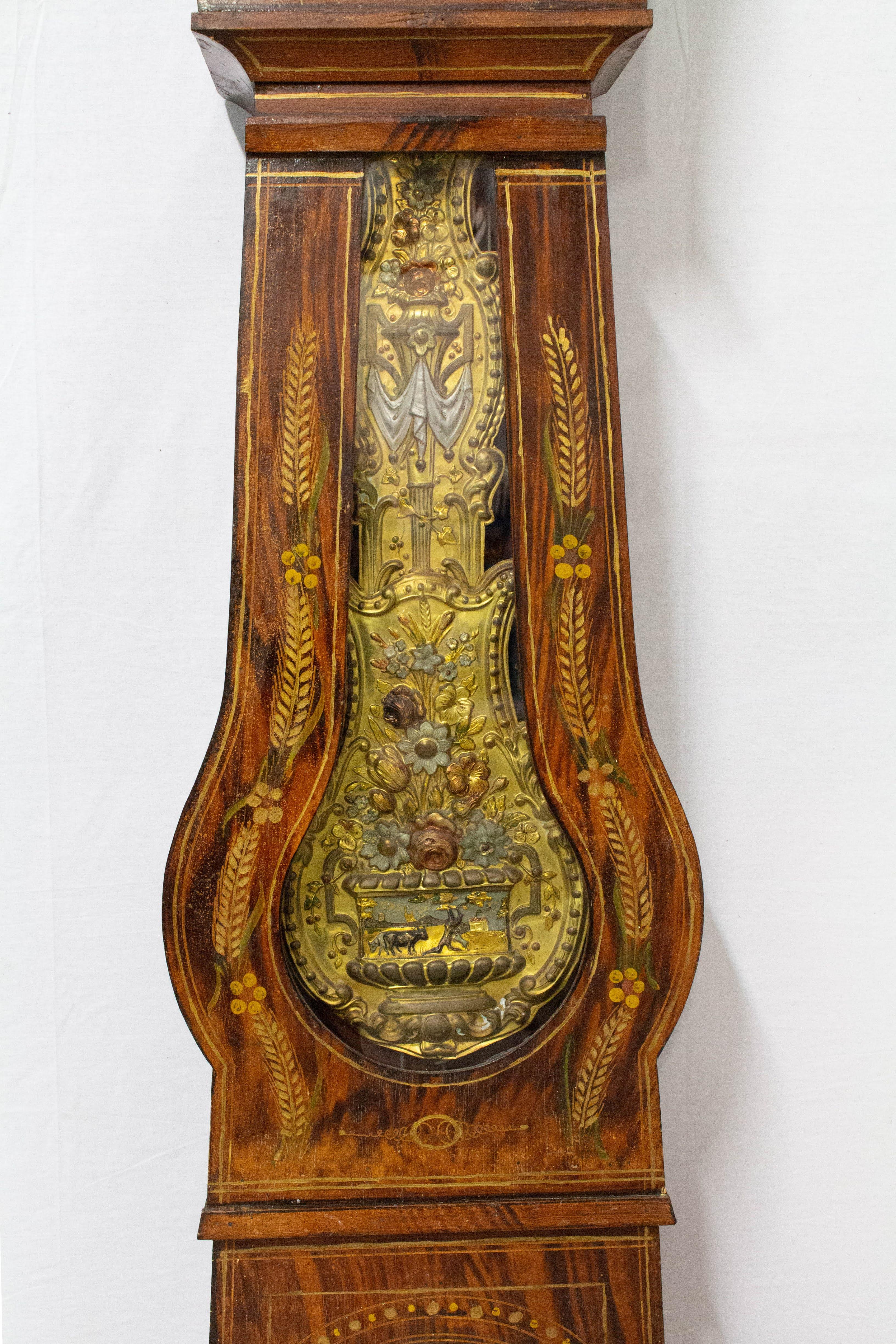 19th Century French Empire Comtoise or Grandfather Clock with Scenes of Farm 2