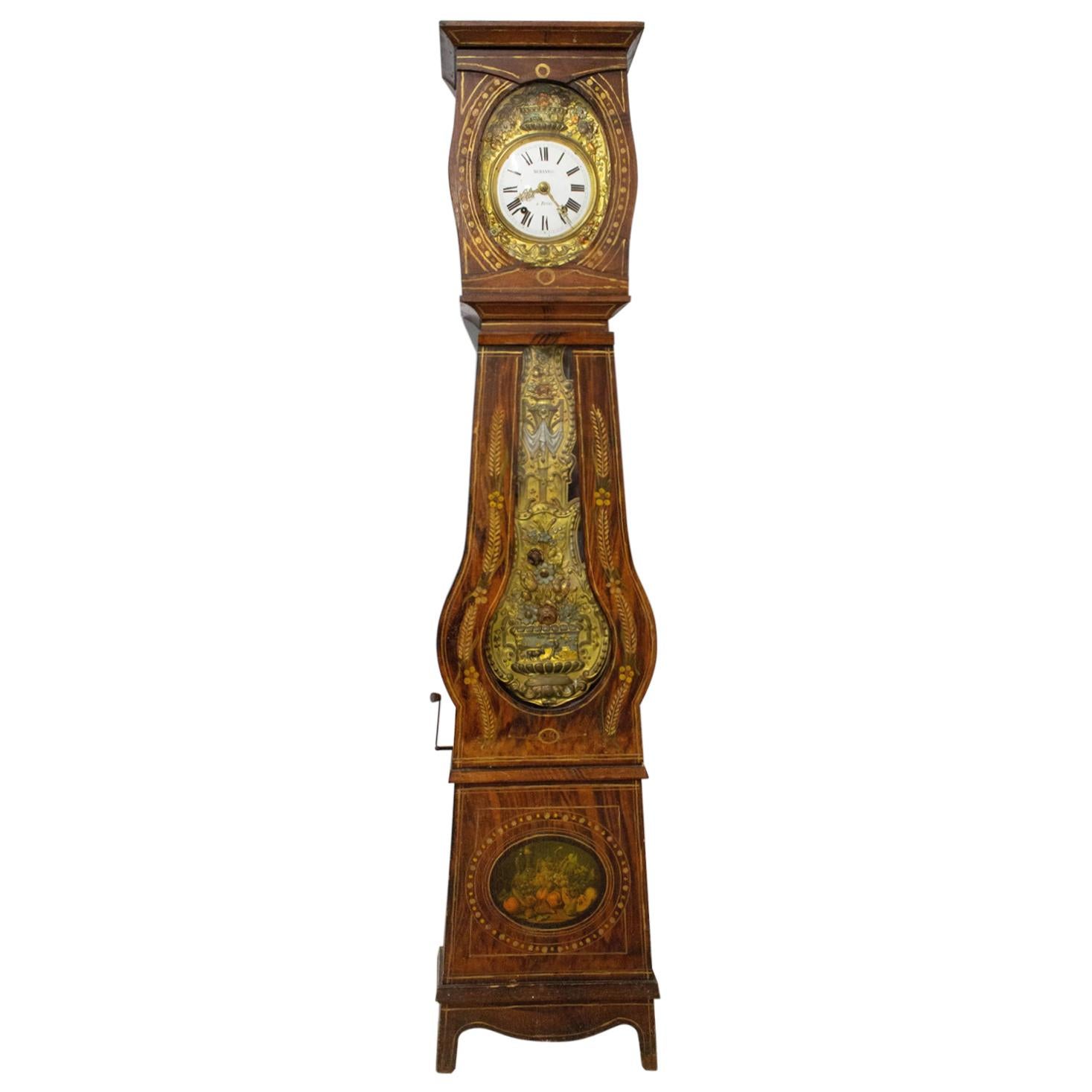 19th Century French Empire Comtoise or Grandfather Clock with Scenes of Farm