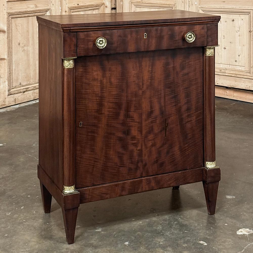 19th Century French Empire Confiturier ~ Cabinet ~ Dry Bar will make a great addition in rooms used for entertainment.  It's also a good choice as a bedside companion, or just a shallow piece for a small niche.  Crafted in a tailored neoclassical