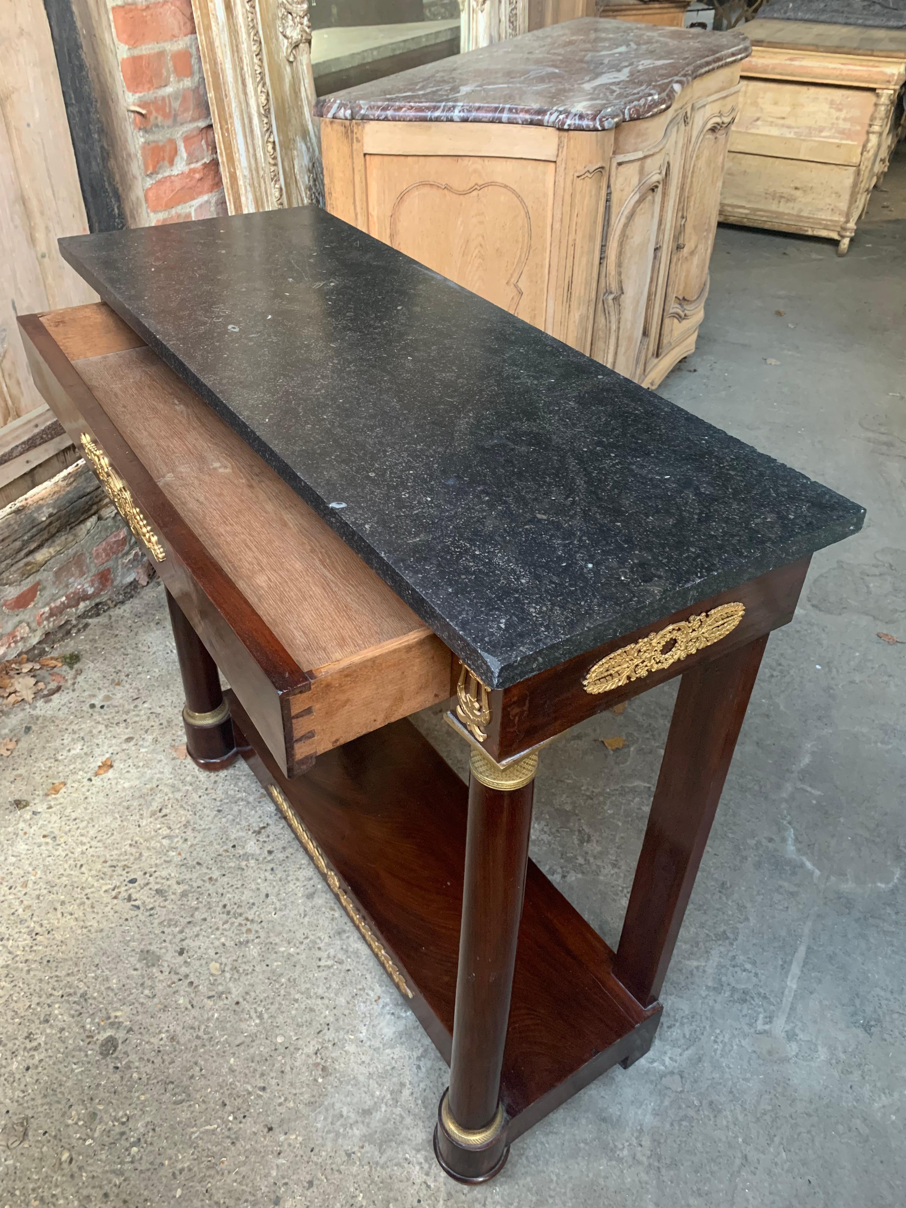 Mahogany 19th Century French Empire Console Table For Sale