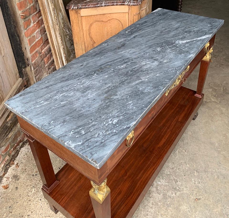 Mahogany 19th Century French Empire Console Table For Sale
