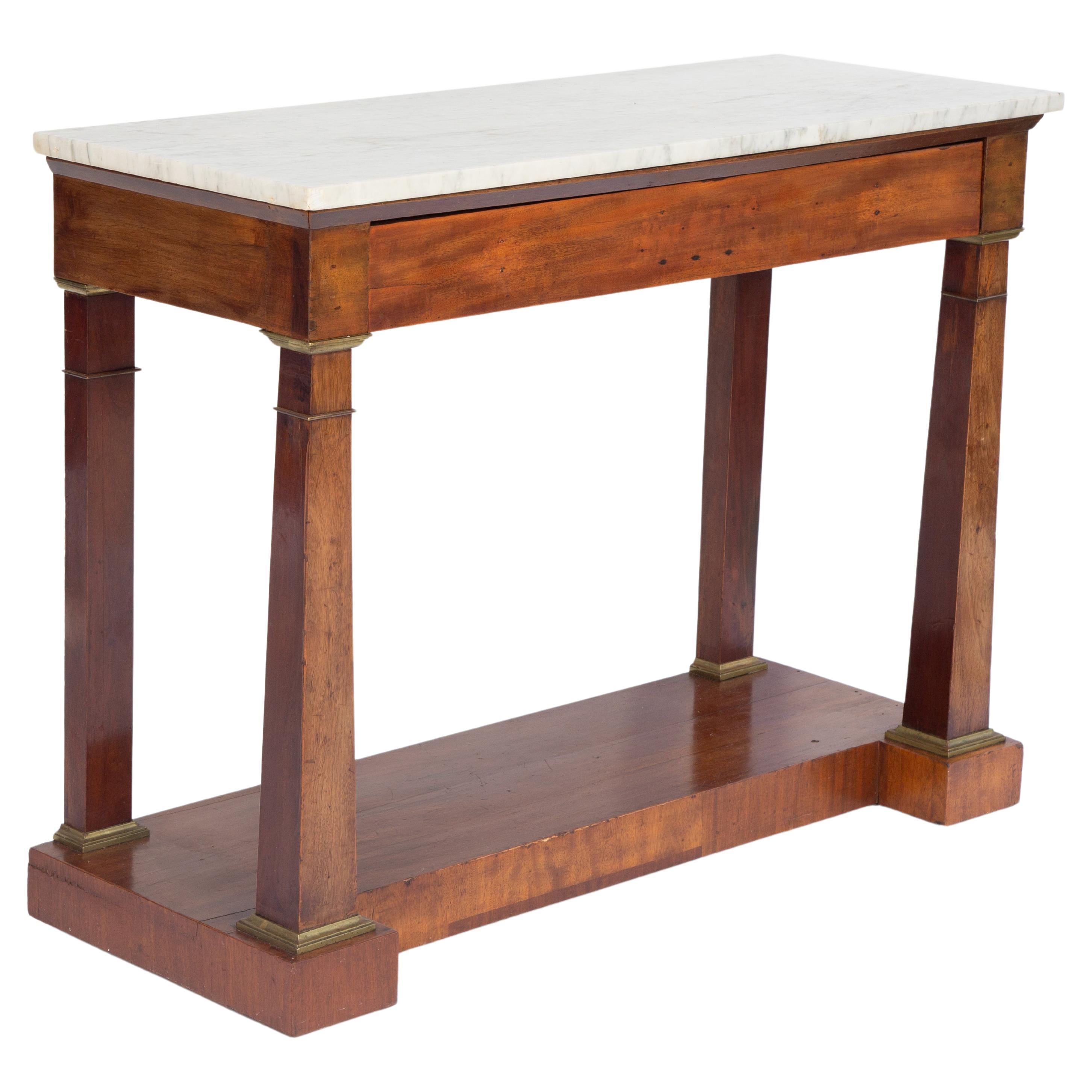 19th Century French Empire Console with Carrara Marble Top