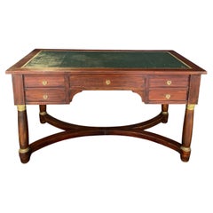 19th Century French Empire Desk with Embossed Leather Top