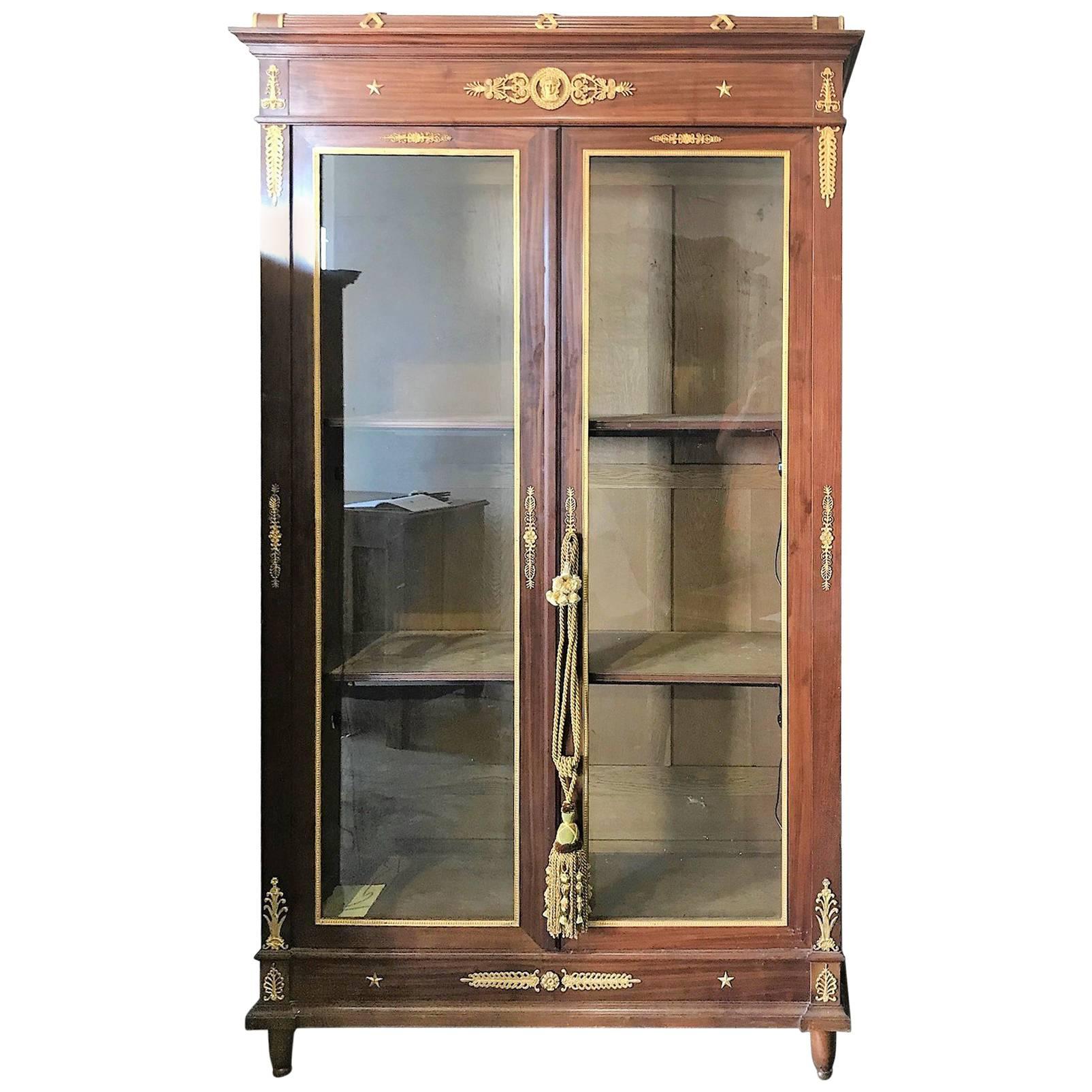 19th Century French Empire Display Cabinet Bookcase
