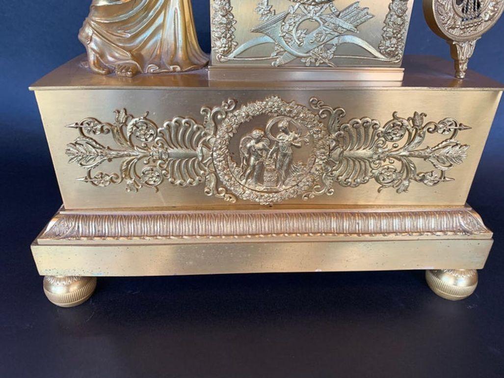19th century French Empire doré bronze clock, France, 1880s.