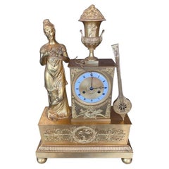 19th Century French Empire Dore Bronze Clock