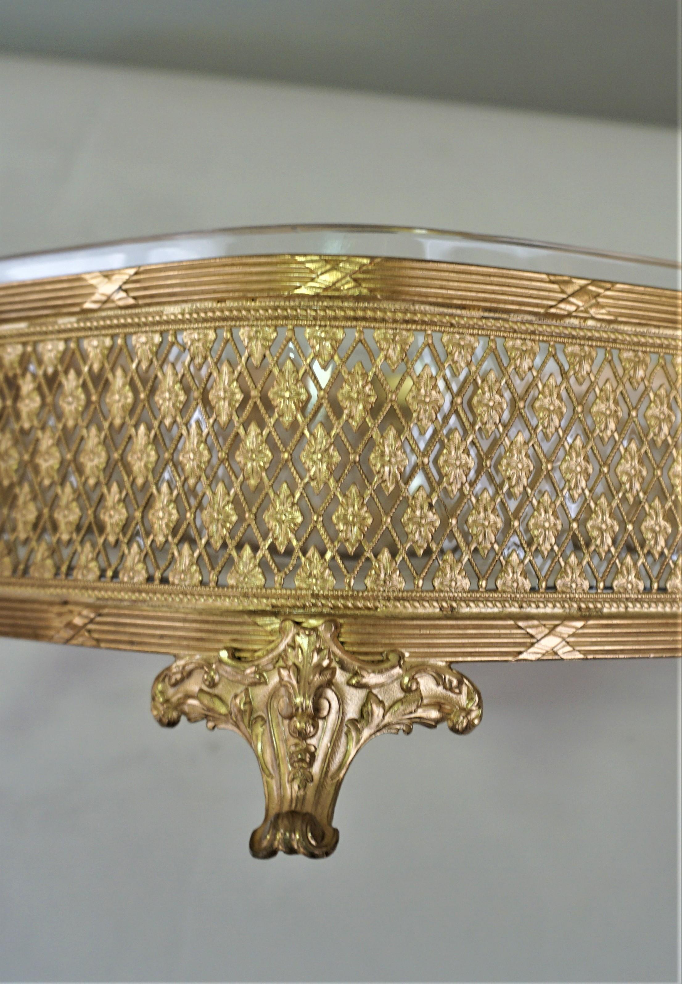 Gilt 19th Century French Empire Dore Bronze and Crystal Centerpiece