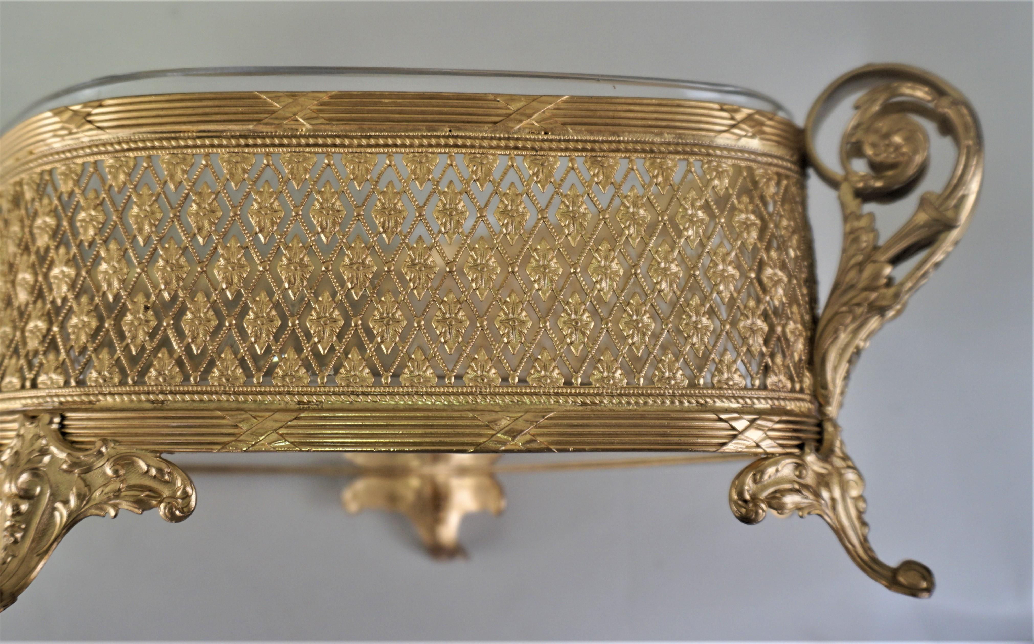 19th Century French Empire Dore Bronze and Crystal Centerpiece 3