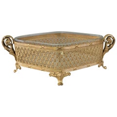 19th Century French Empire Dore Bronze and Crystal Centerpiece