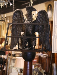 19th Century French Empire Double-Side Lectern on Cabinet with Carved Eagle
