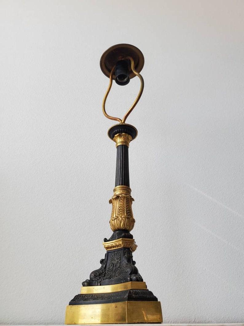 Napoleon III 19th Century French Empire Electrified Candlestick Table Lamp