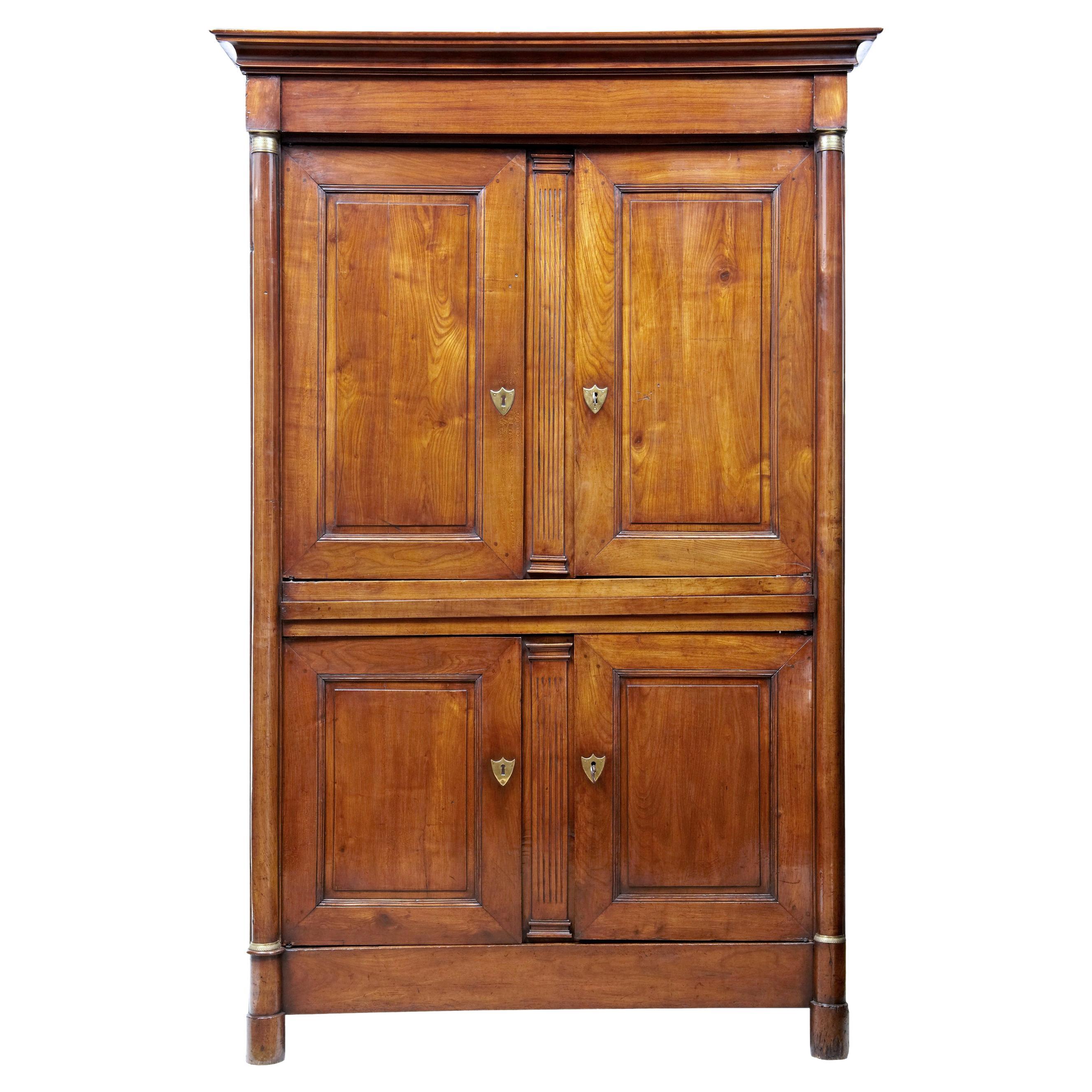 19th Century French Empire Fruitwood Armoire Cupboard For Sale